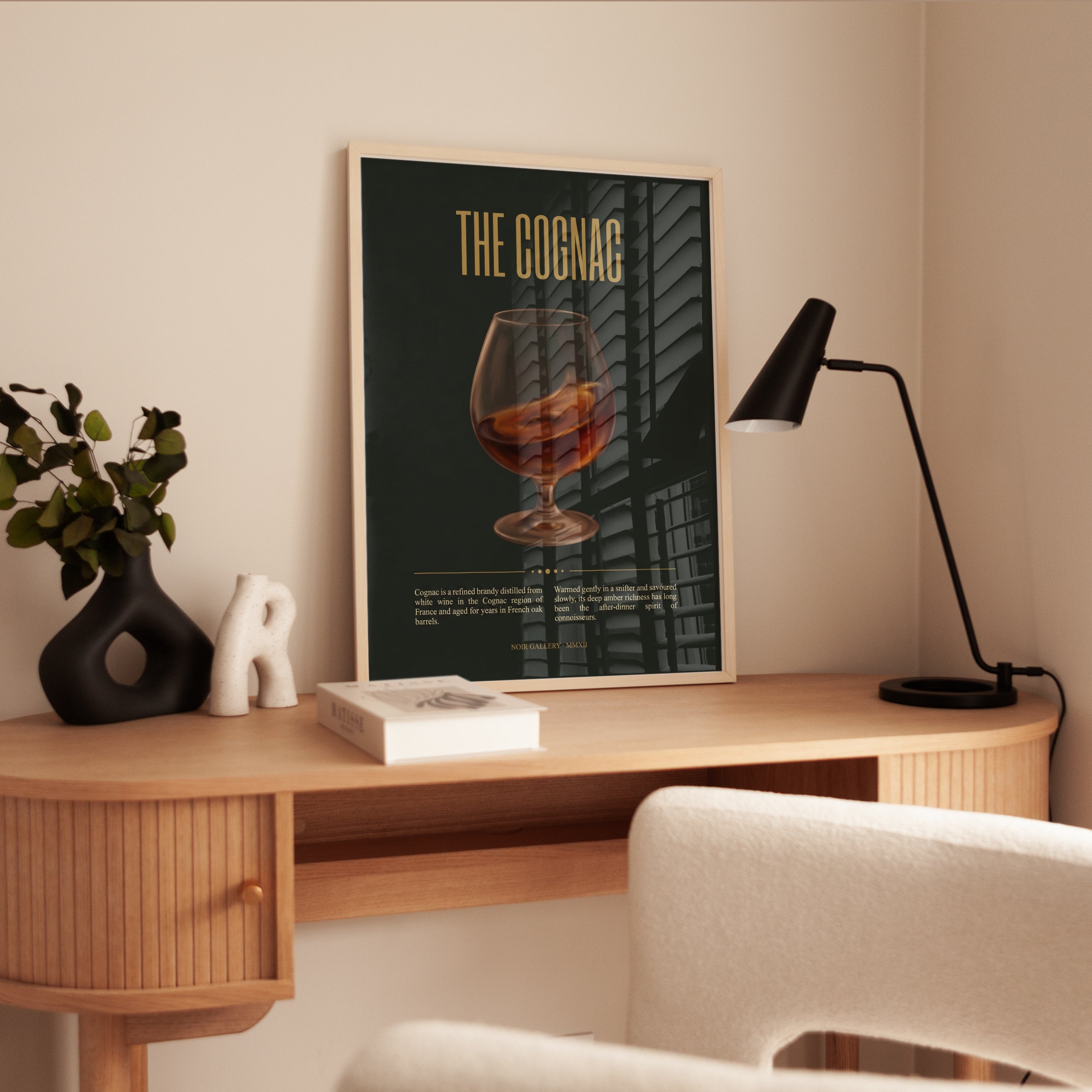 Cognac Print – Vintage Bar Cart Art Deco Poster - interior