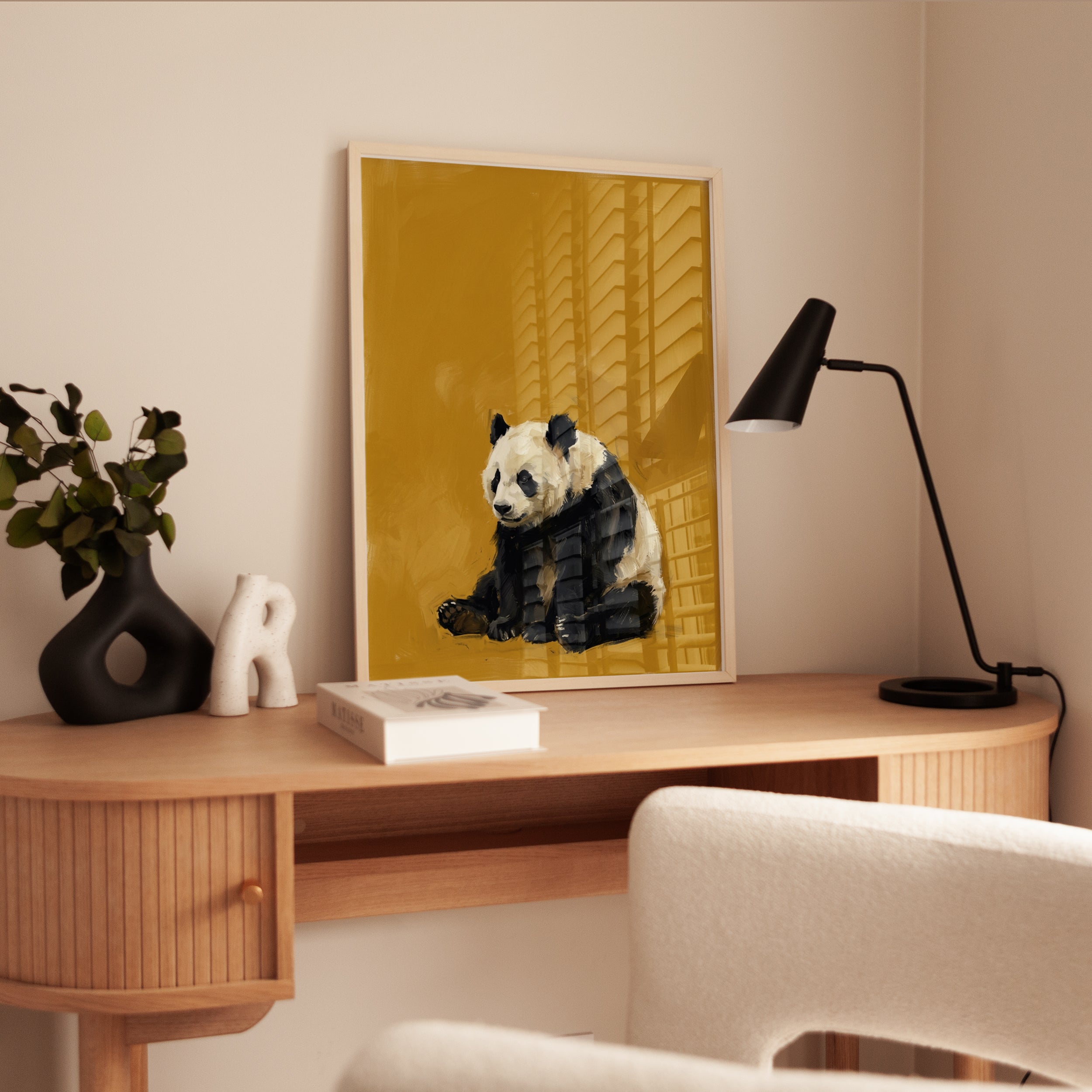 Panda Bear Print — Expressive Oil Painting Style - interior