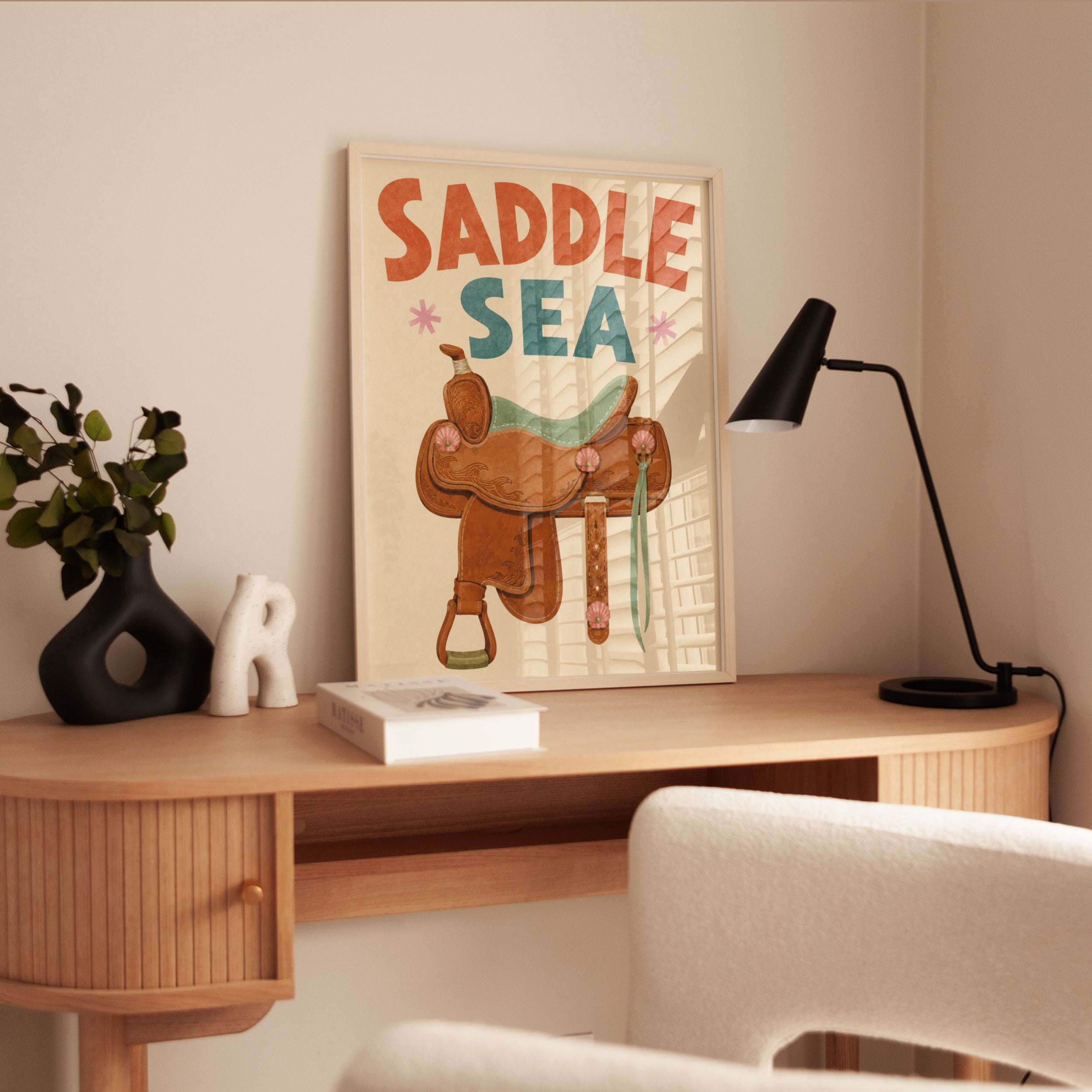Western Wall Art – Cowgirl Saddle Print - interior