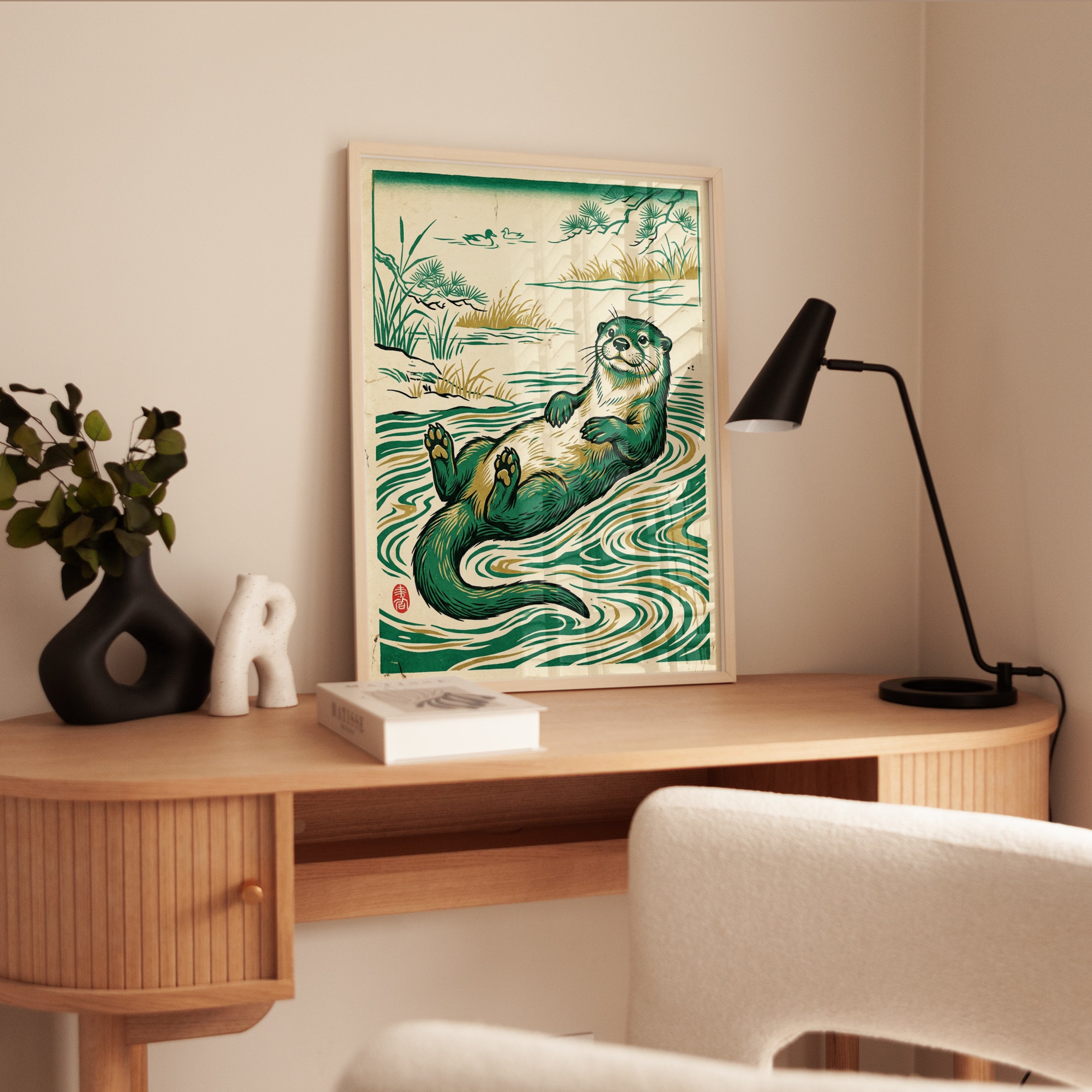 Otter Print — Japanese Woodblock Style - interior