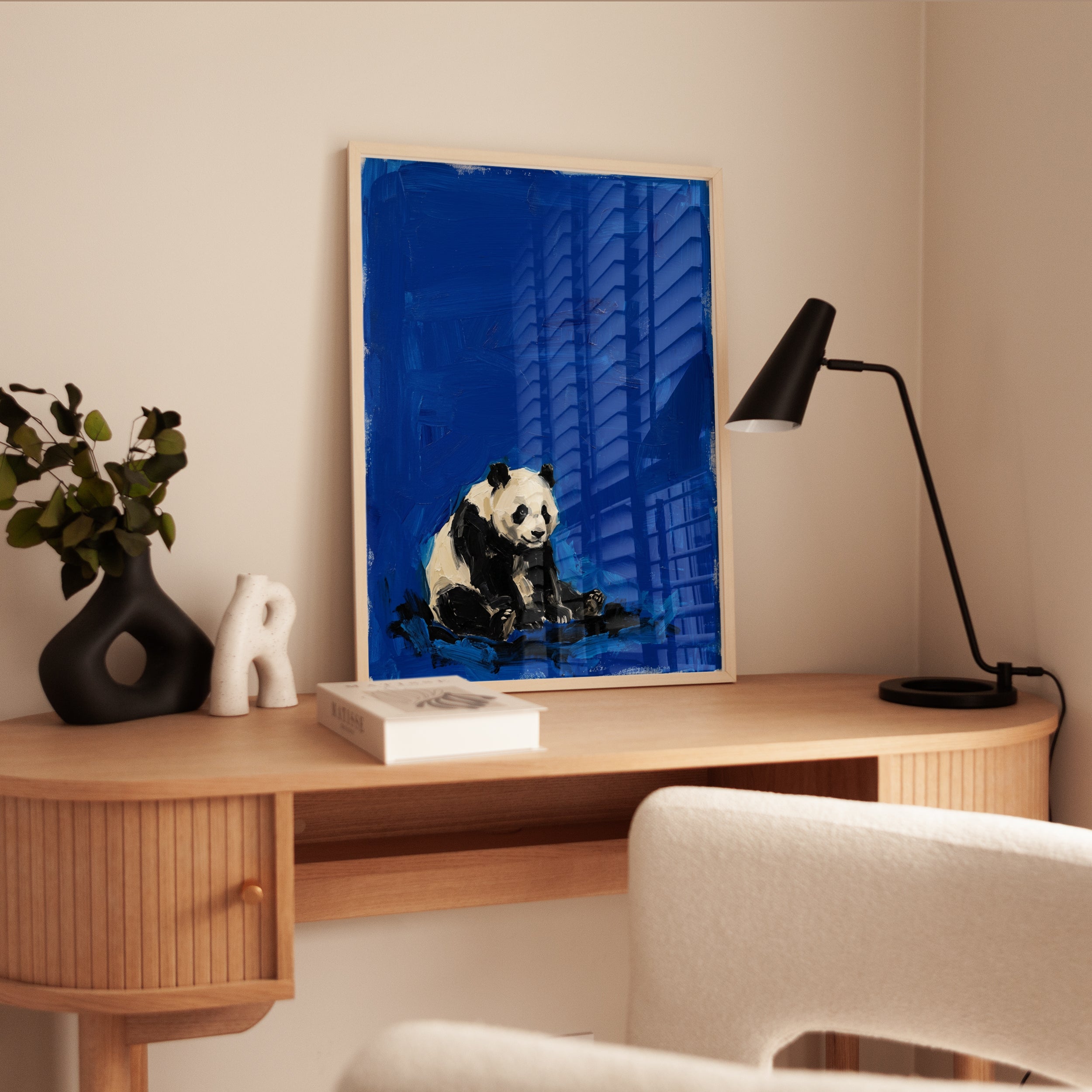 Panda Bear Art Print — Expressive Blue Abstract Animal - interior