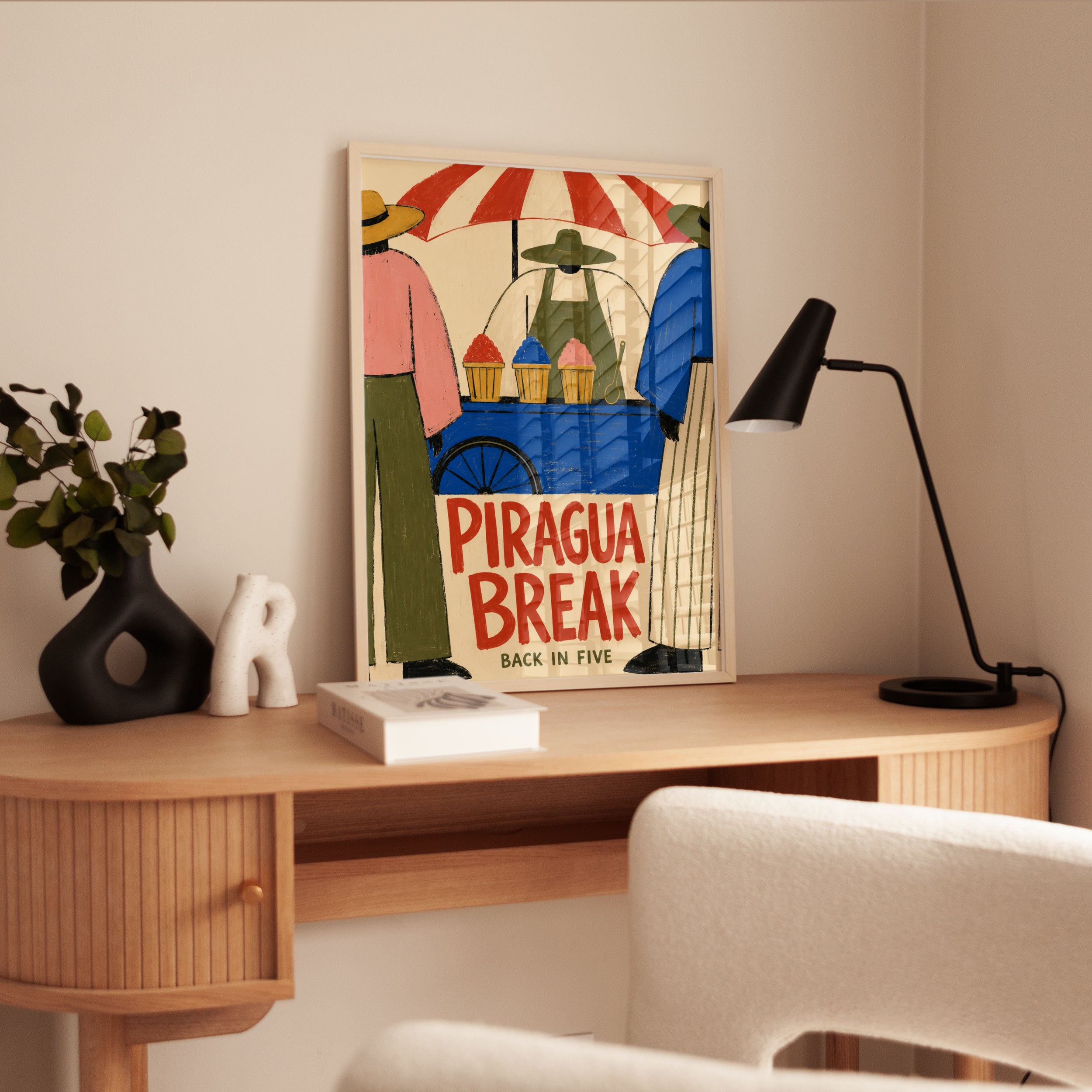 Ice Cream Cart Print – Vintage Street Food Poster - interior