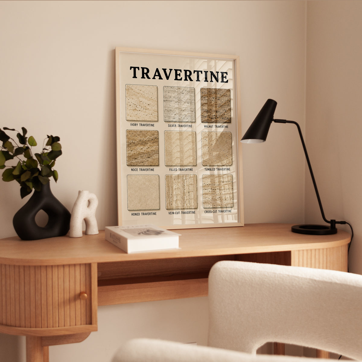 Travertine Stone Samples Art Print: Educational Reference Poster - interior