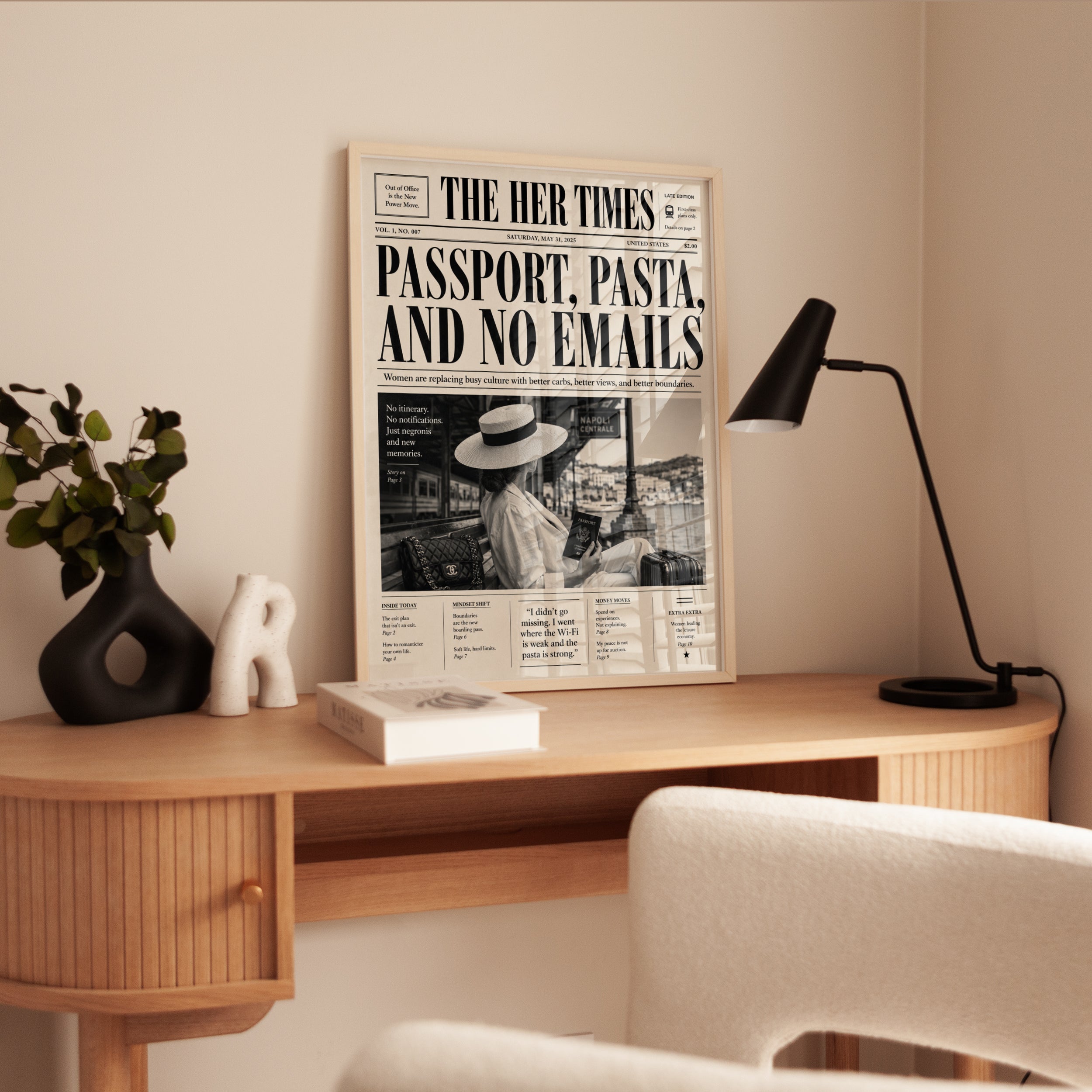 Travel Wall Art: Vintage Newspaper Style - interior