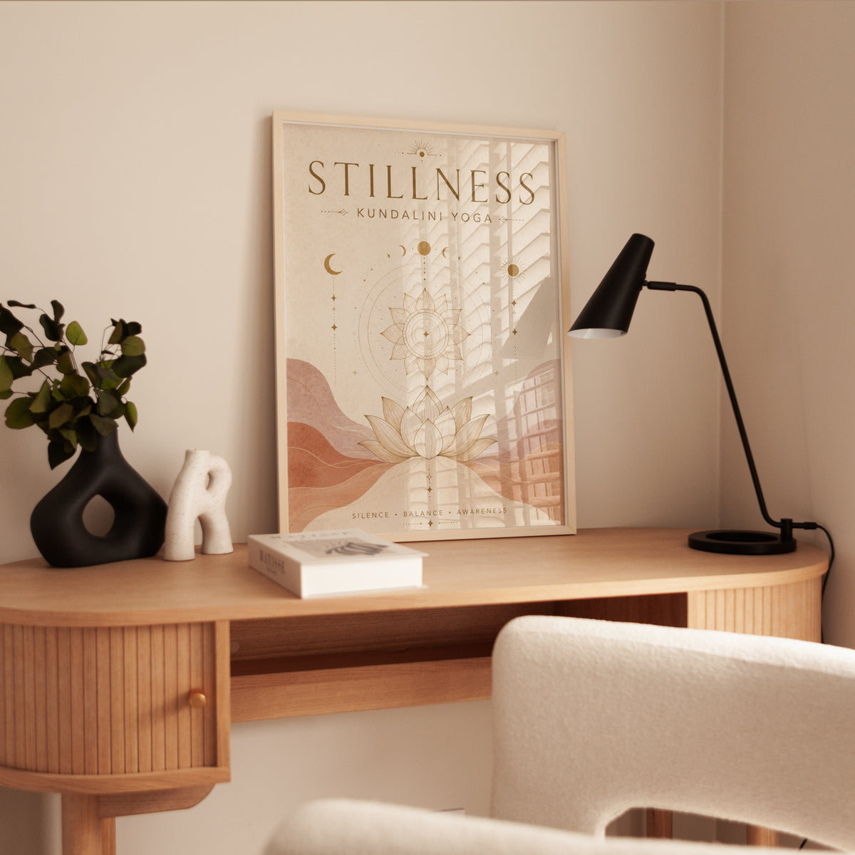 Kundalini Yoga Wall Art: Minimalist Lotus and Sacred Geometry - interior