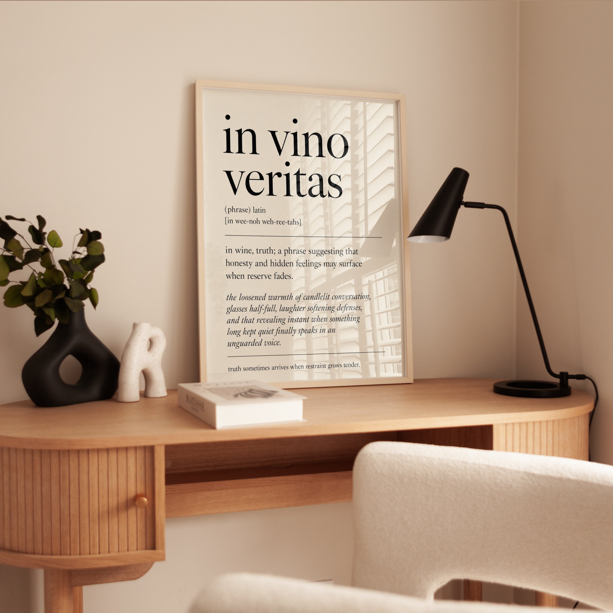 In Vino Veritas Latin Quote Print: Minimalist Typography Art - interior
