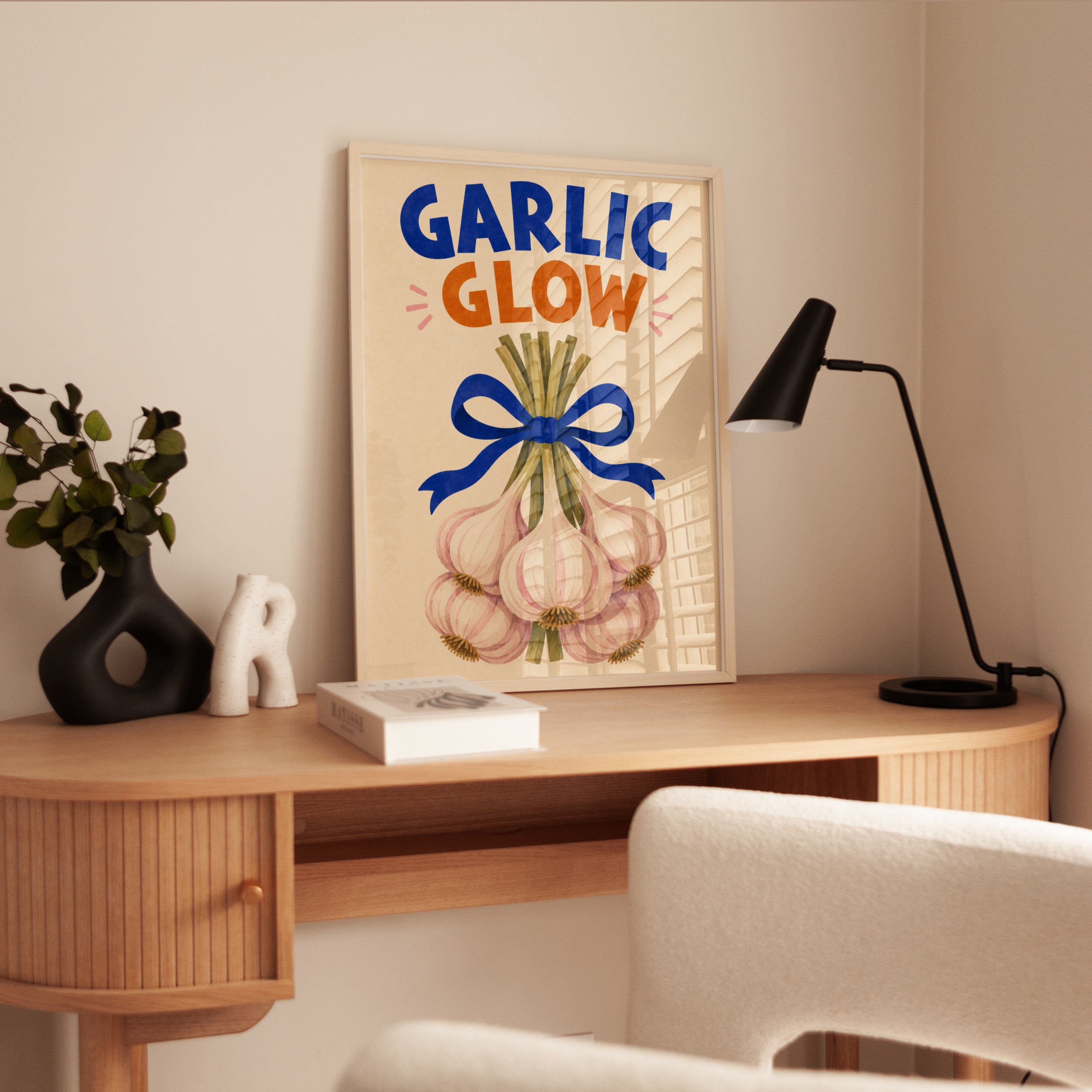 Garlic Kitchen Wall Art – Retro Food Poster - interior