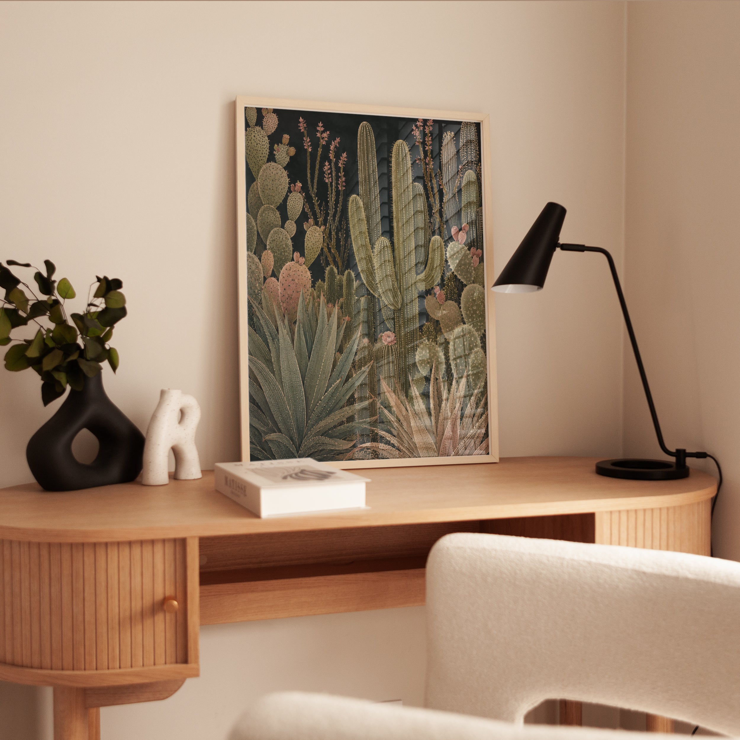 Cactus Wall Art – Vintage Botanical Print - interior