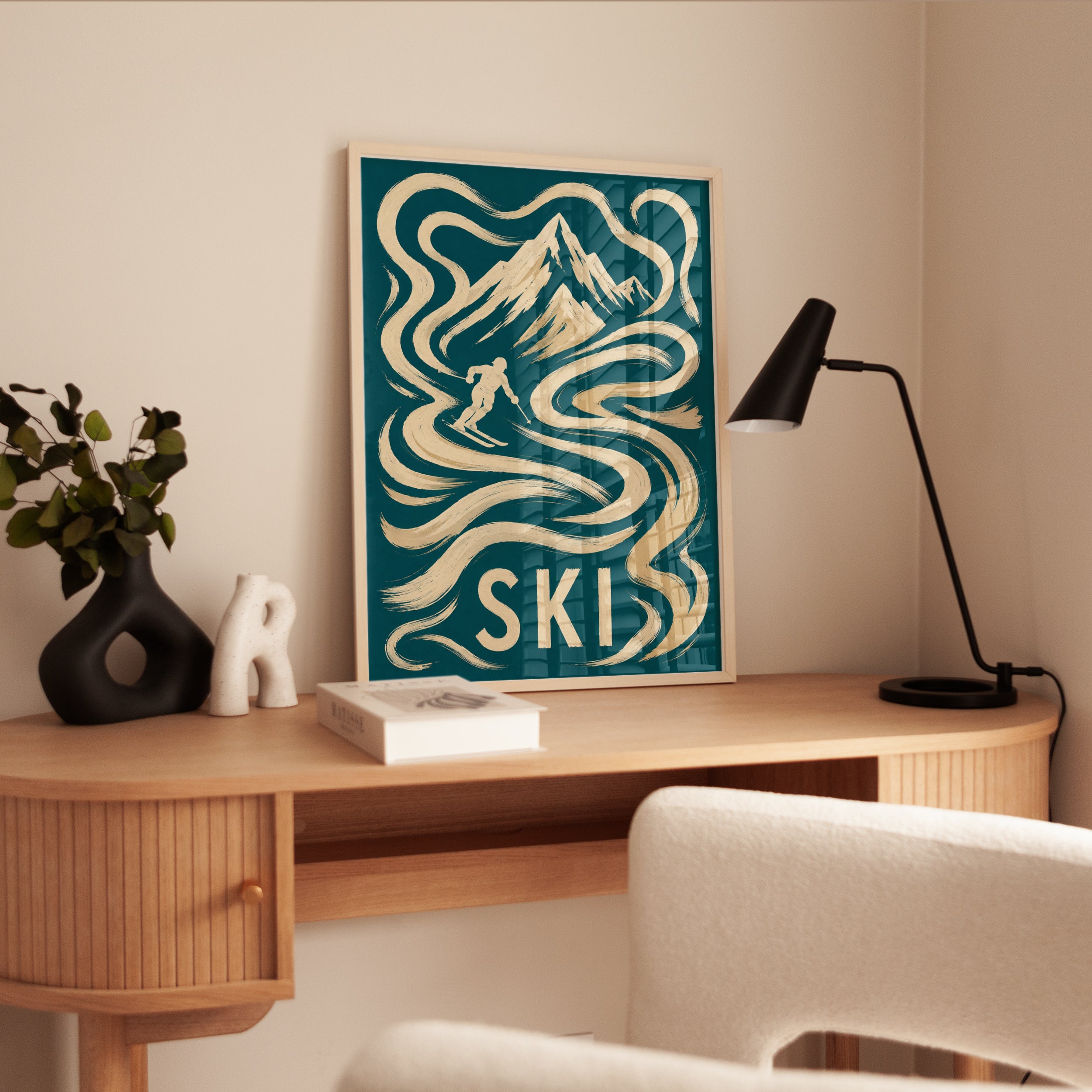 Vintage Ski Poster – Retro Mountain Wall Art - interior