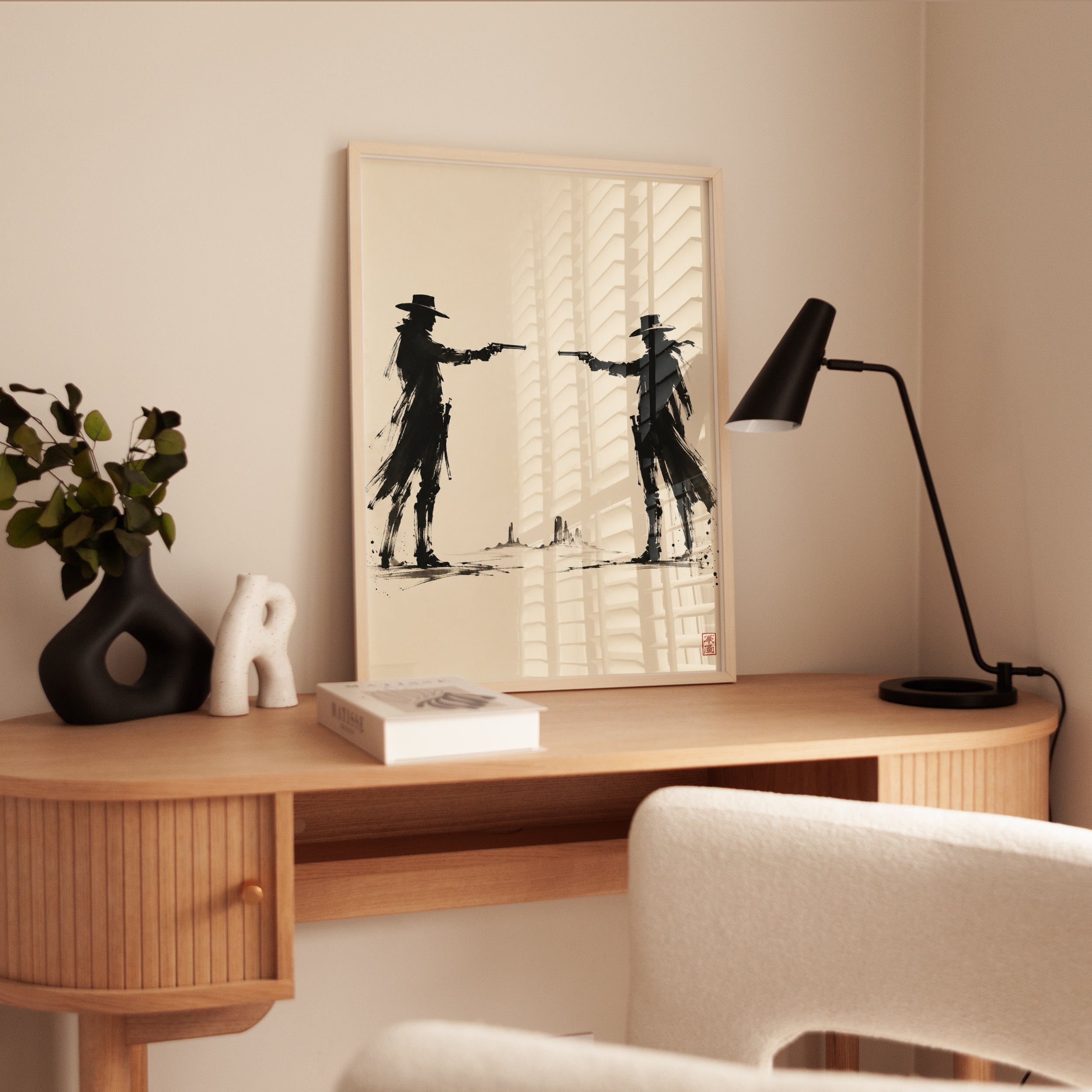 Western Duel Wall Art – Cowboy Silhouette Print - interior