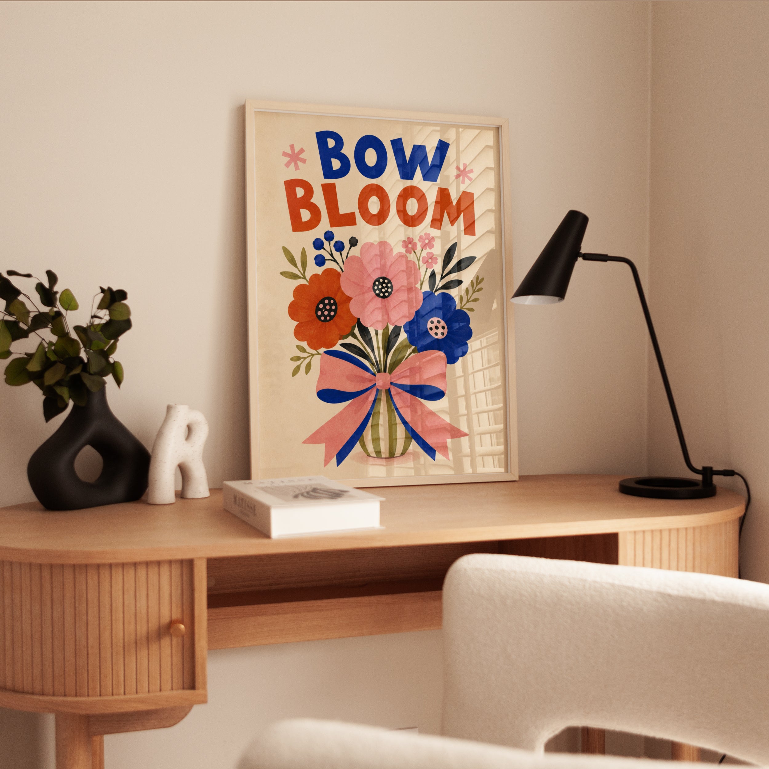 Bow Wall Art – Floral Typography Print - interior
