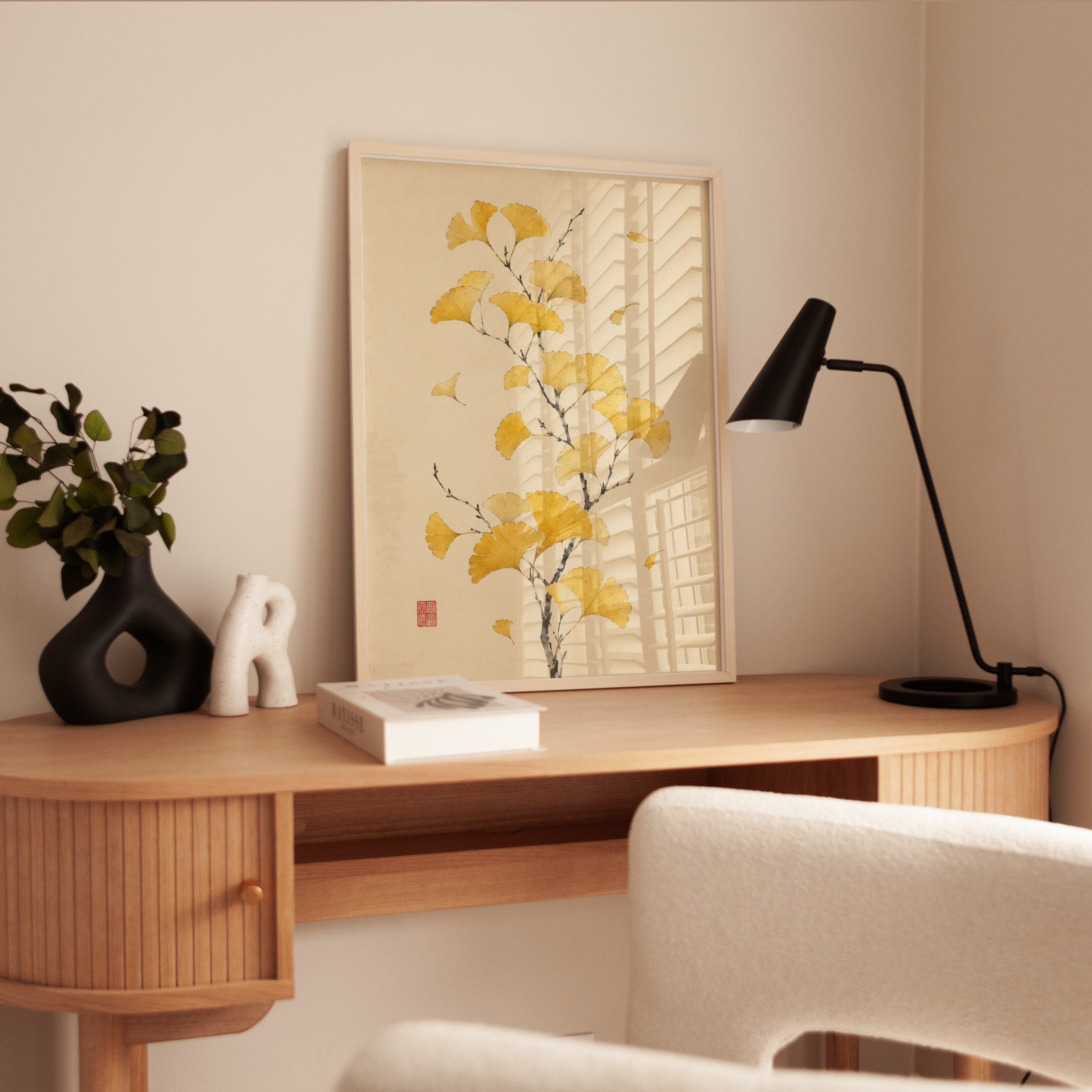 Ginkgo Leaf Wall Art – Botanical Print - interior
