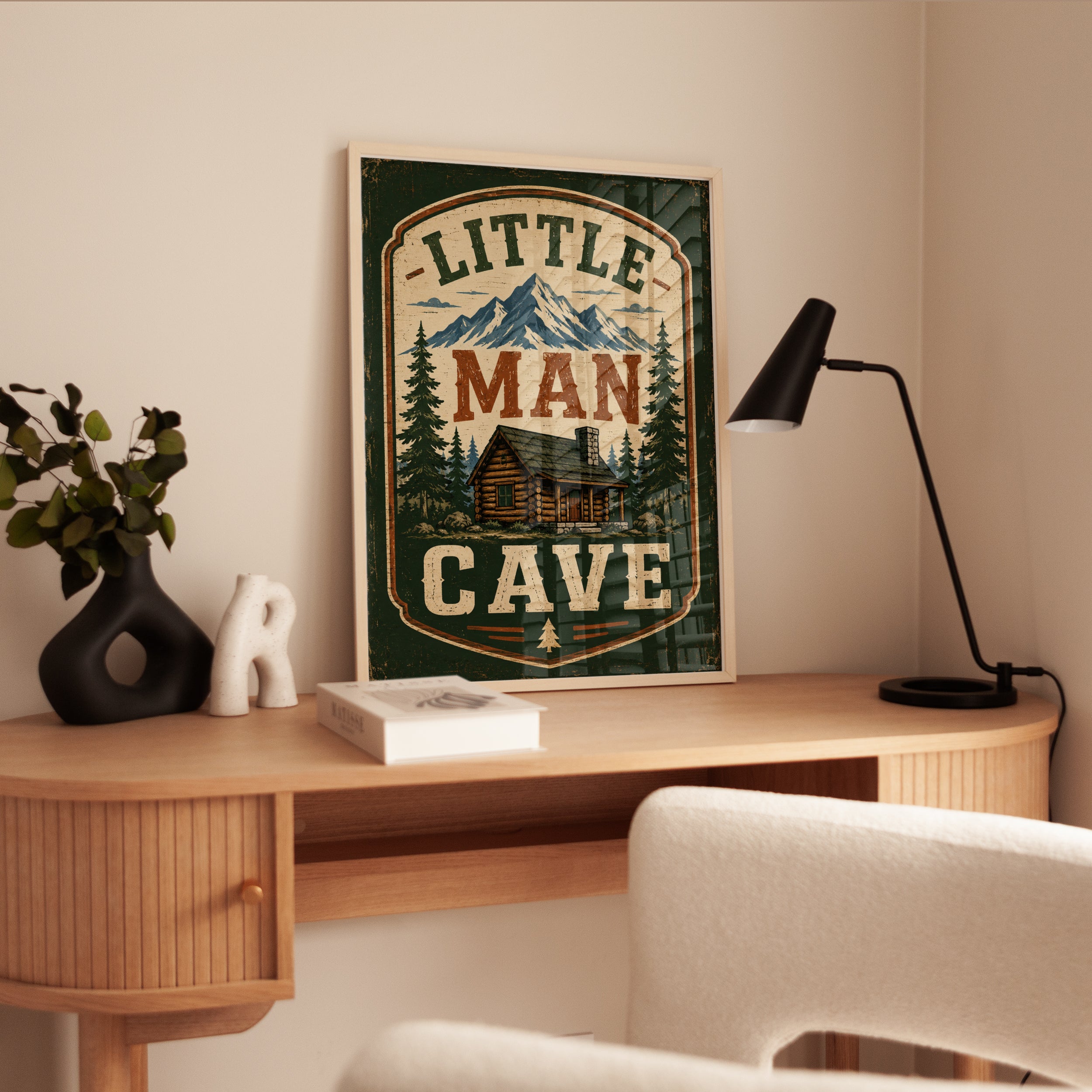 Little Man Cave Wall Art – Rustic Cabin Print - interior
