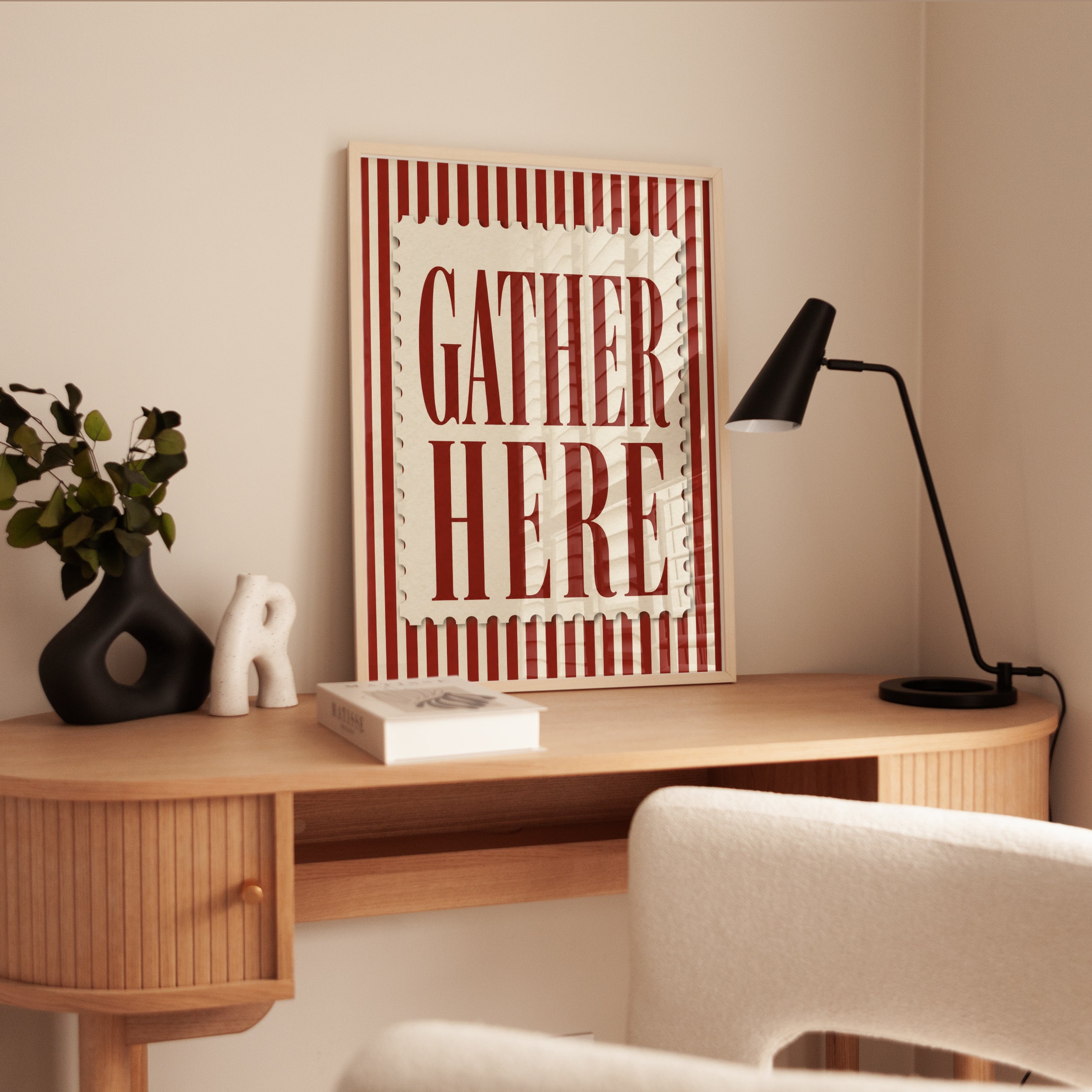 Gather Here Wall Art – Vintage Farmhouse Print - interior