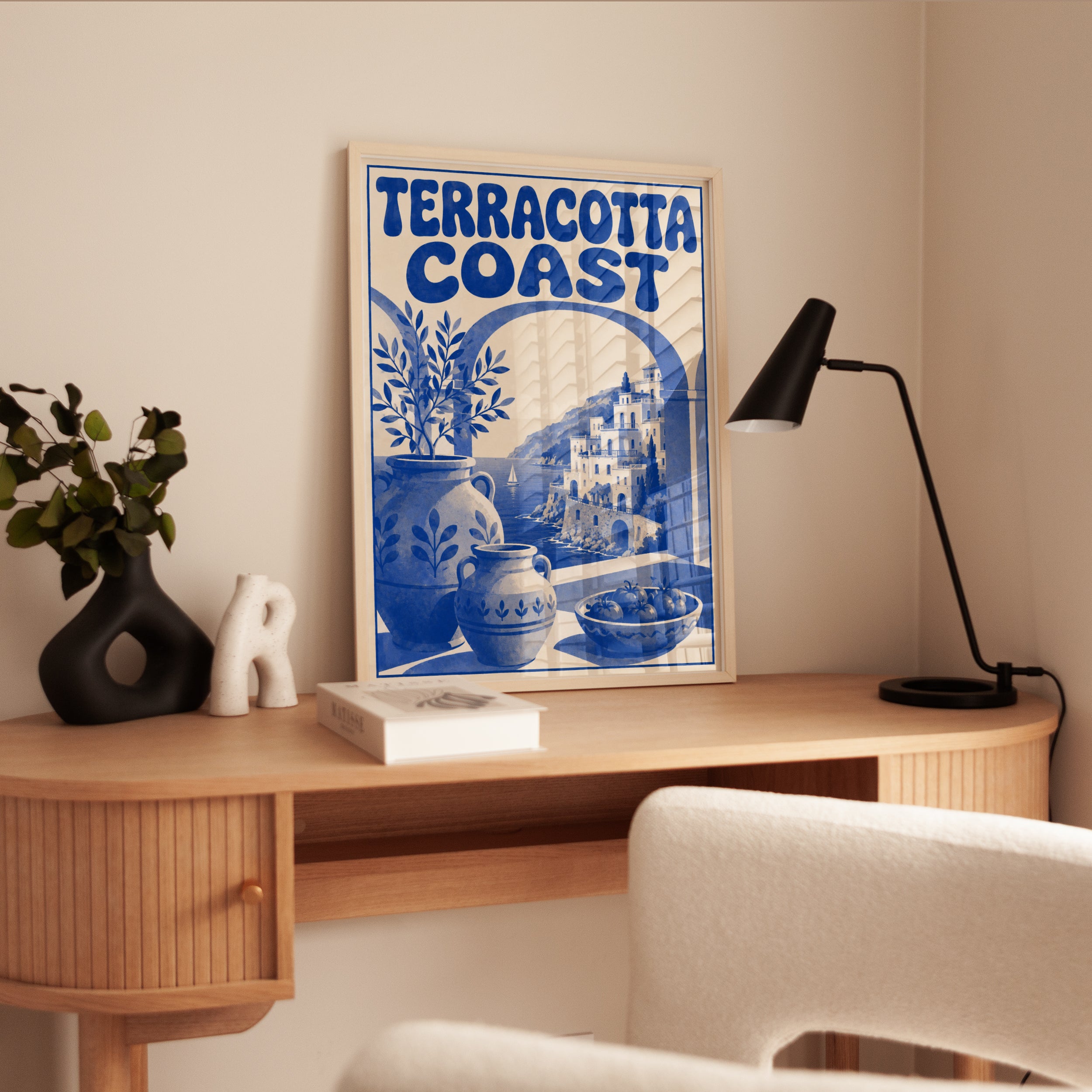 Terracotta Coast Travel Poster: Vintage Italian Riviera - interior