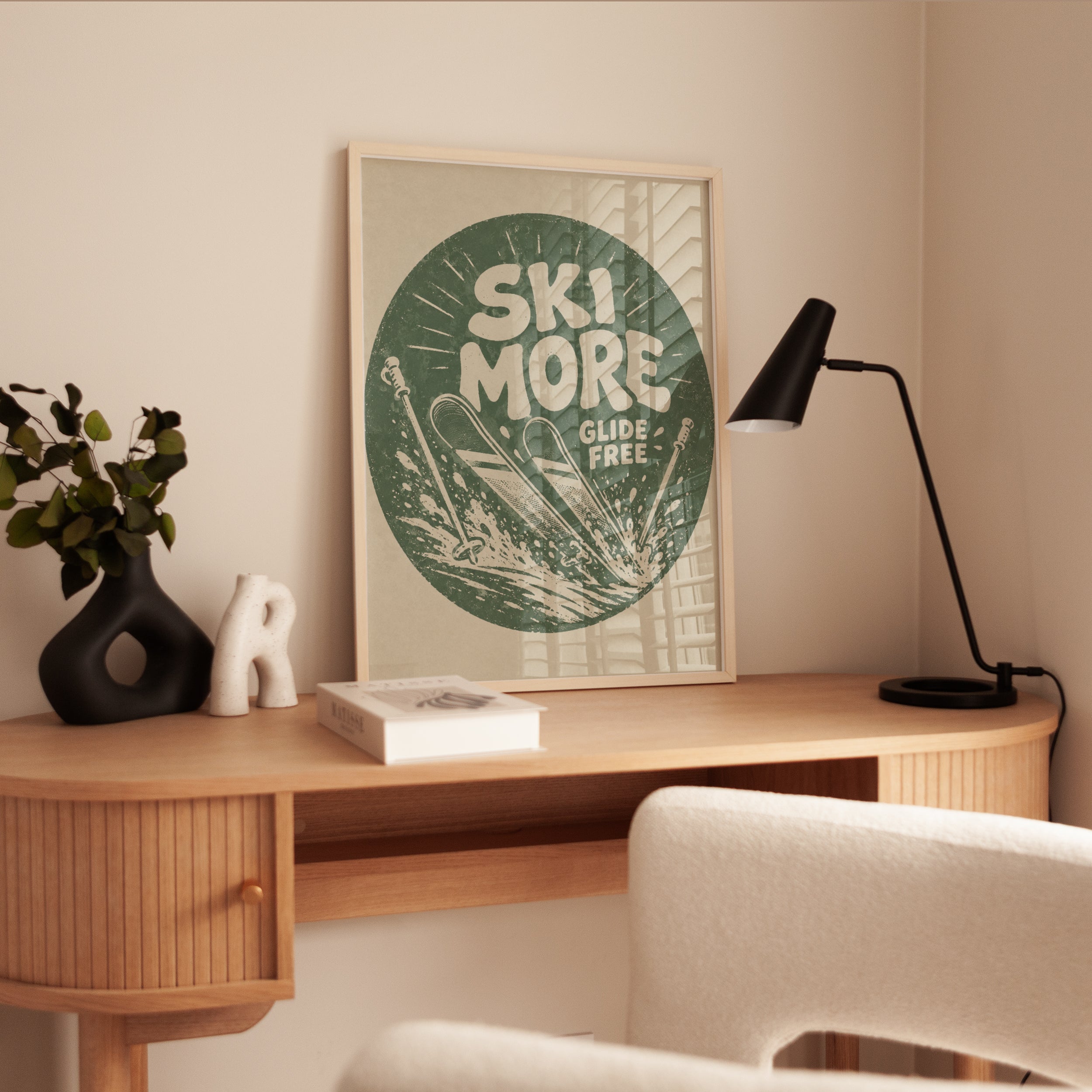 Ski Poster Print: Vintage Retro Design - interior