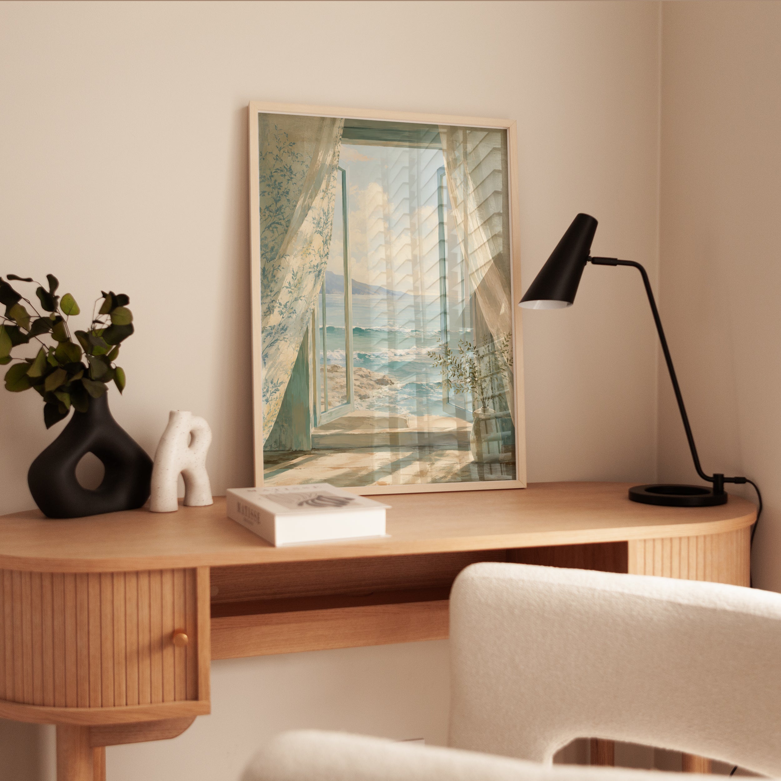 Coastal Window View Print – Ocean Beach Wall Art - interior