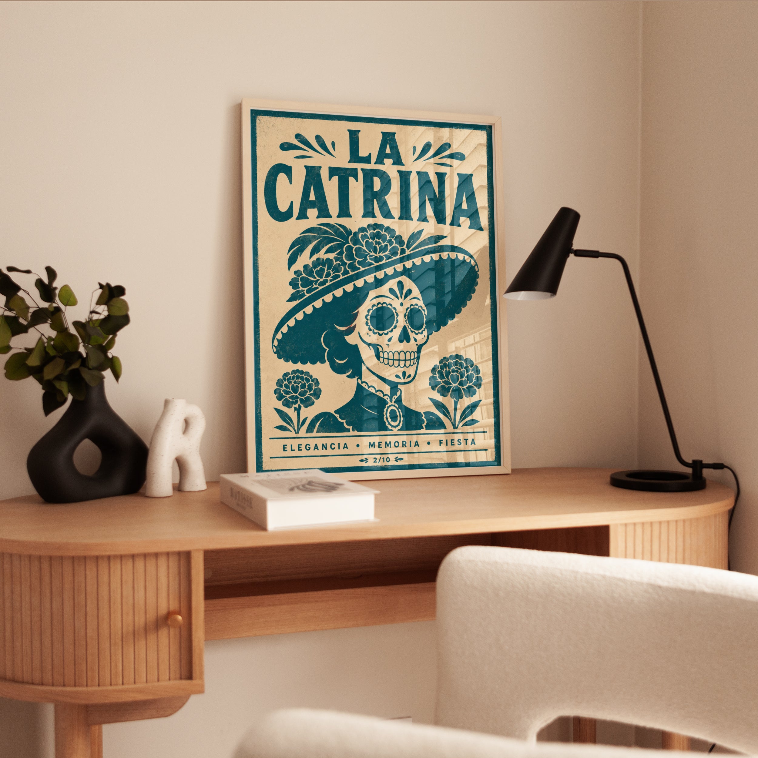 Day of the Dead Print: La Catrina Sugar Skull (Mexican Folk Art) - interior