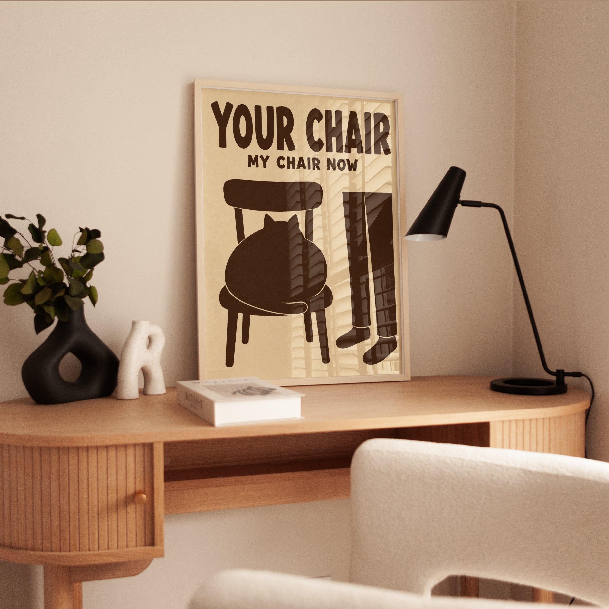Funny Cat Poster – Your Chair My Chair Now Print - interior