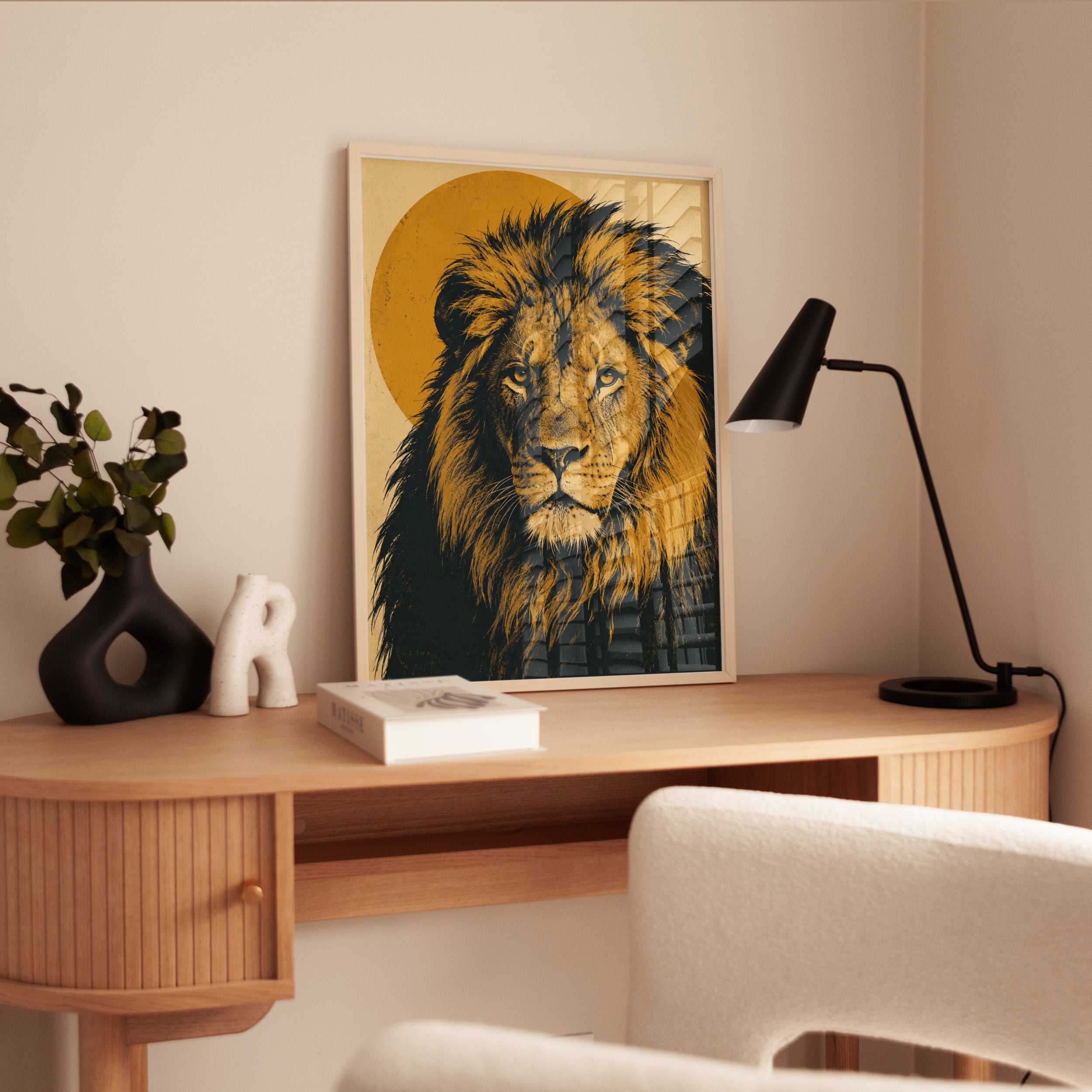 Lion Wall Art – Vintage Animal Print - interior