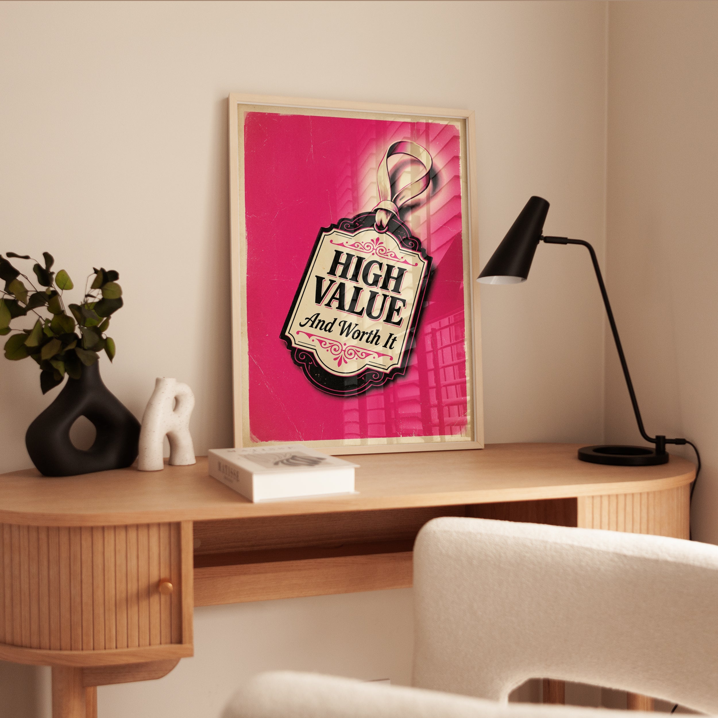 High Value Price Tag Art Print: Retro Pink Typography Poster - interior