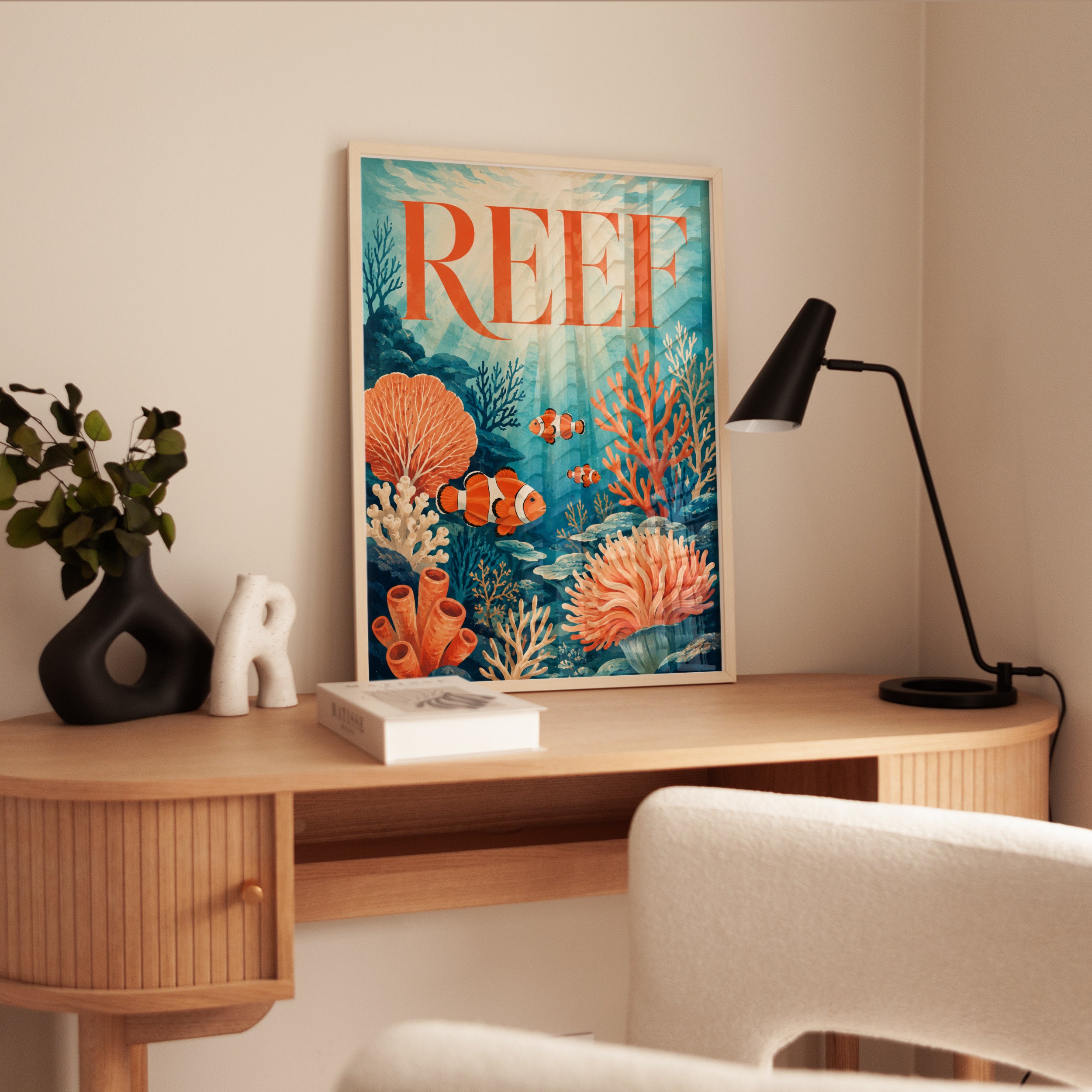 Coral Reef Wall Art – Ocean Typography Print - interior