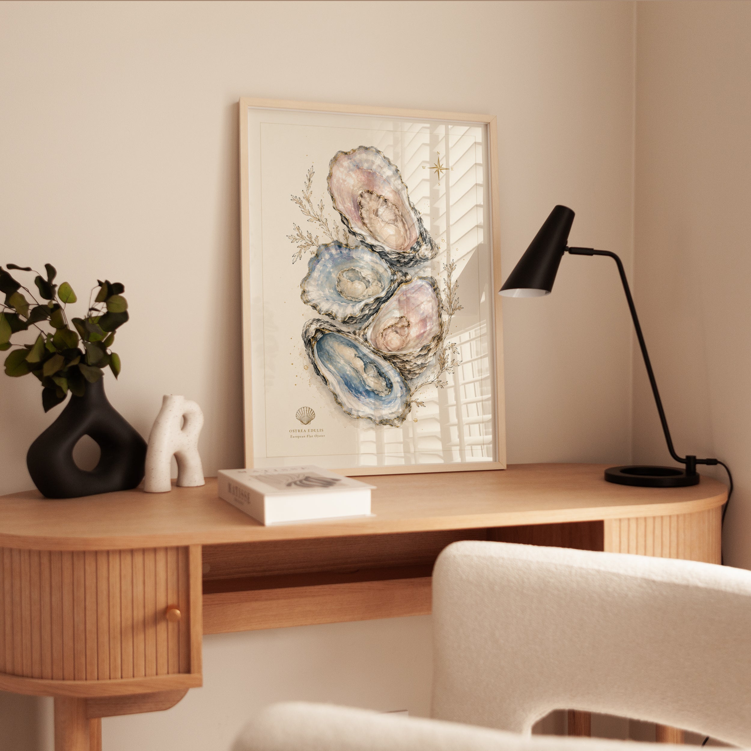Oyster Wall Art – Coastal Nautical Print - interior