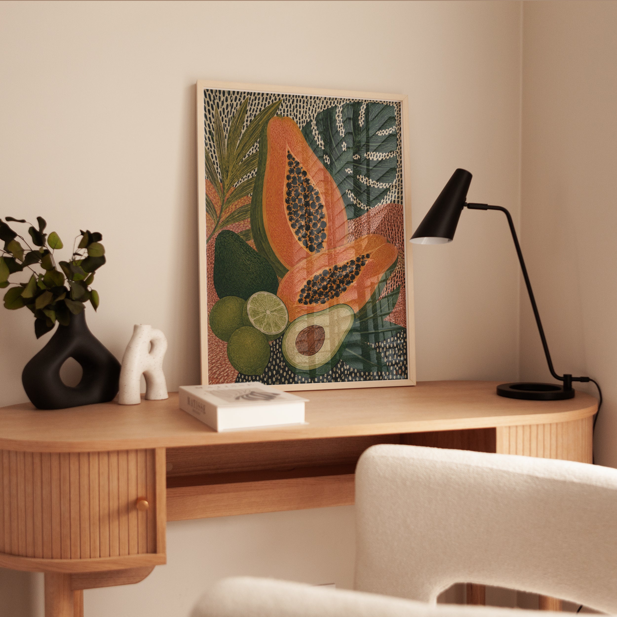 Tropical Fruit Wall Art – Papaya Kitchen Print - interior