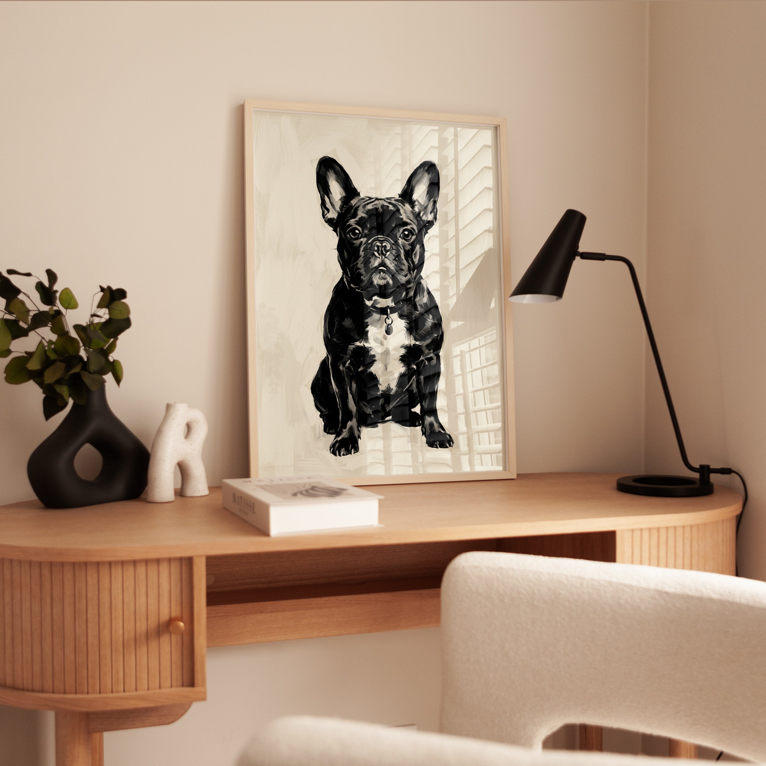 French Bulldog Portrait: Black and White Dog Art Print - interior