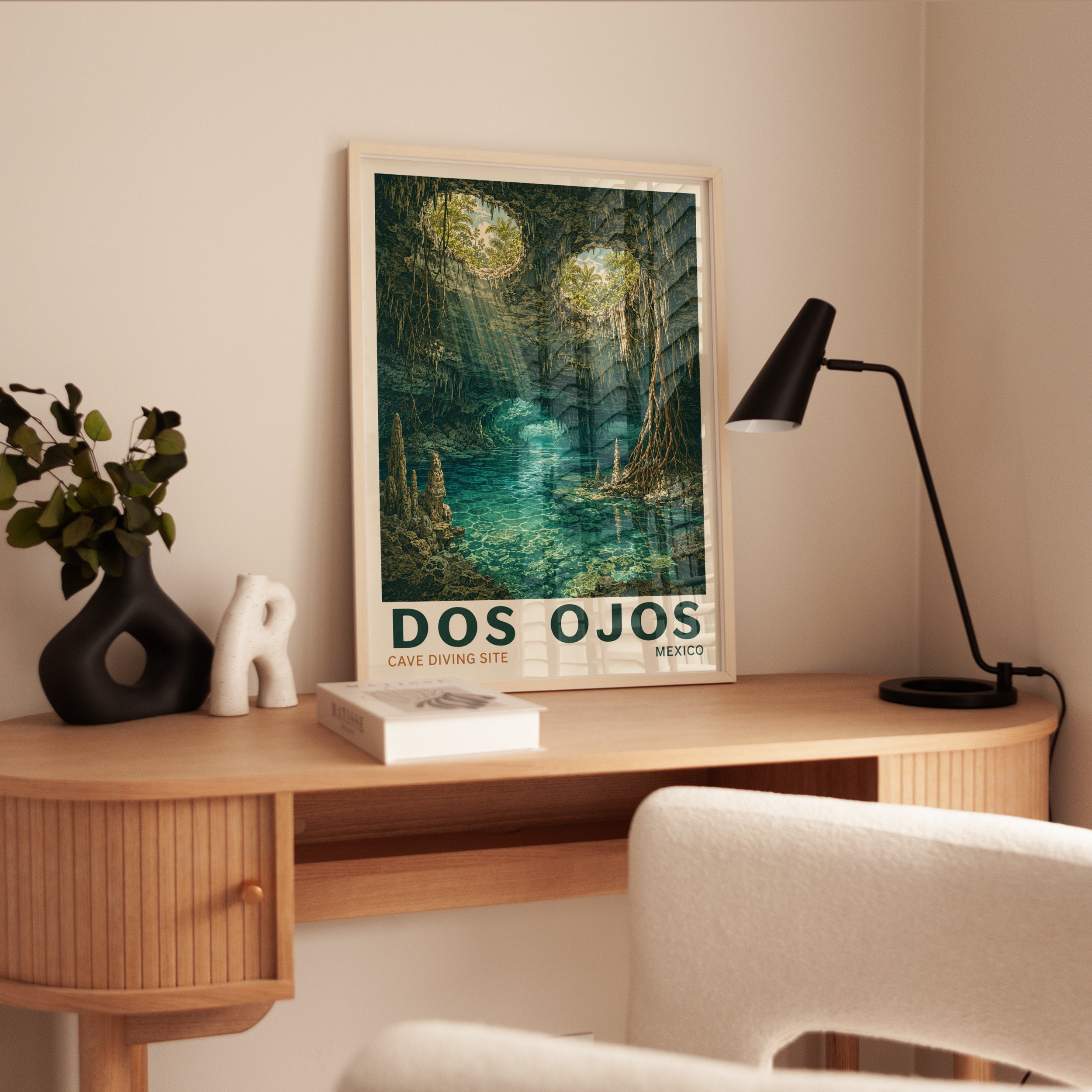 Cenote Wall Art – Dos Ojos Cave Diving Print - interior