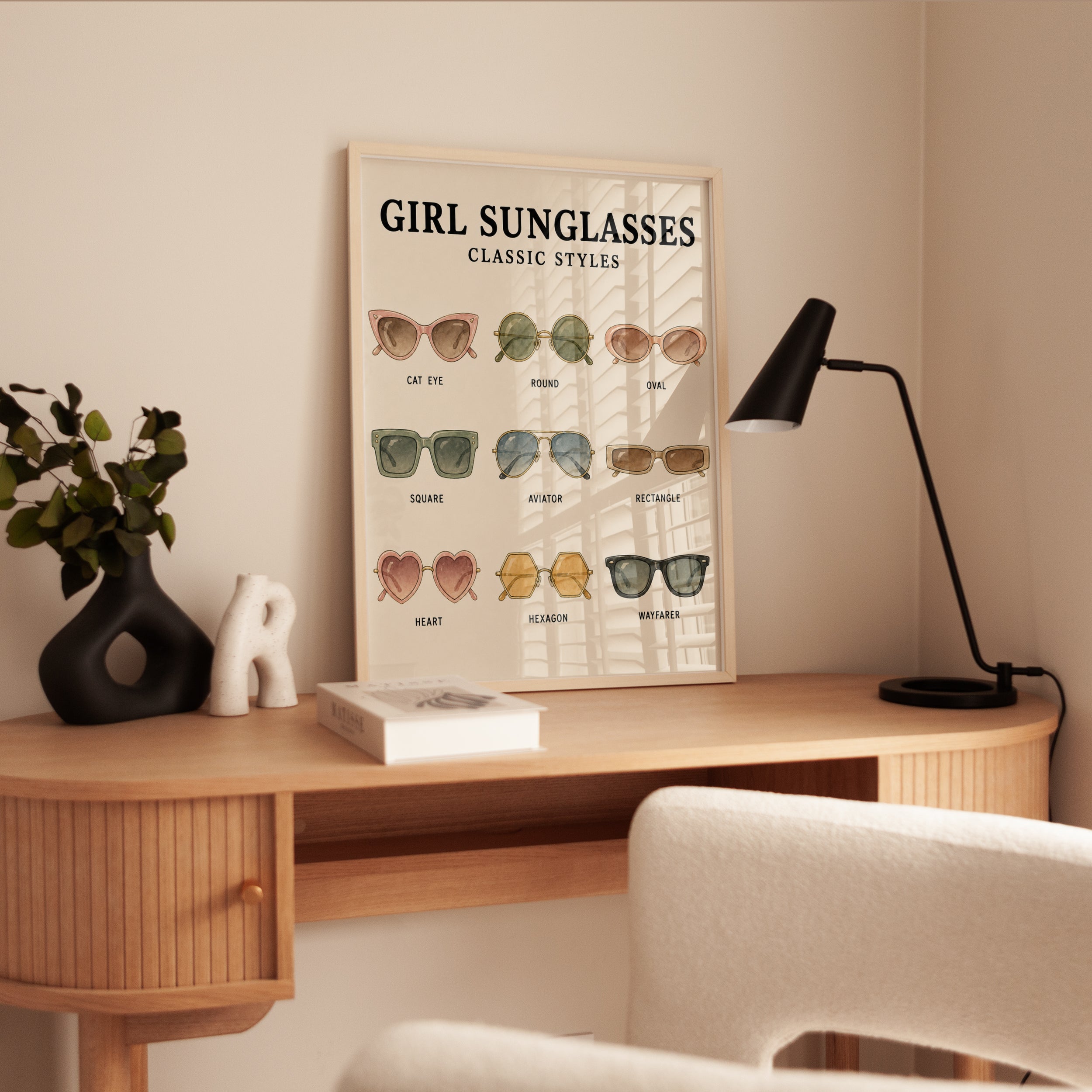Sunglasses Styles Chart Print — Girls Classic Fashion Guide - interior