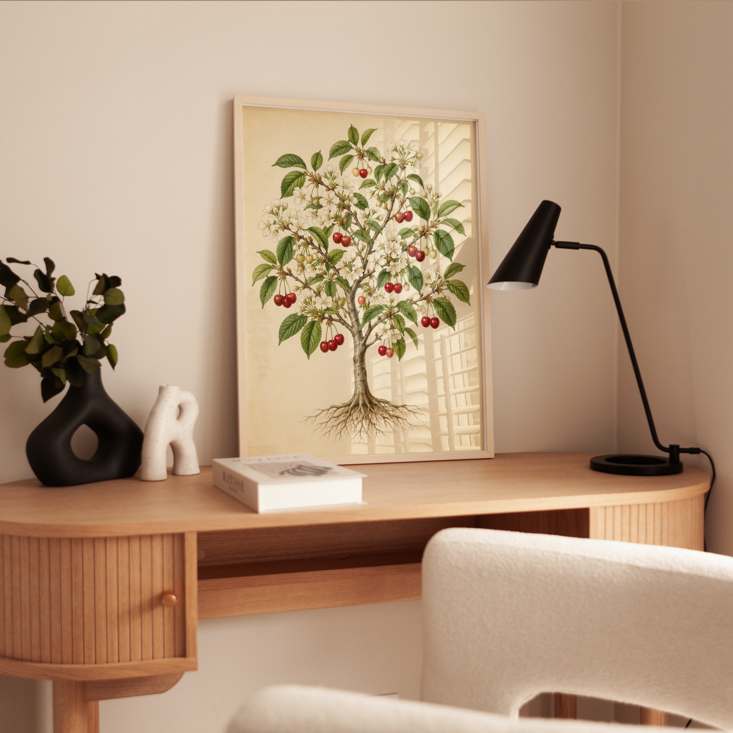 Cherry Blossom Tree Art Print: Vintage Botanical Illustration - interior