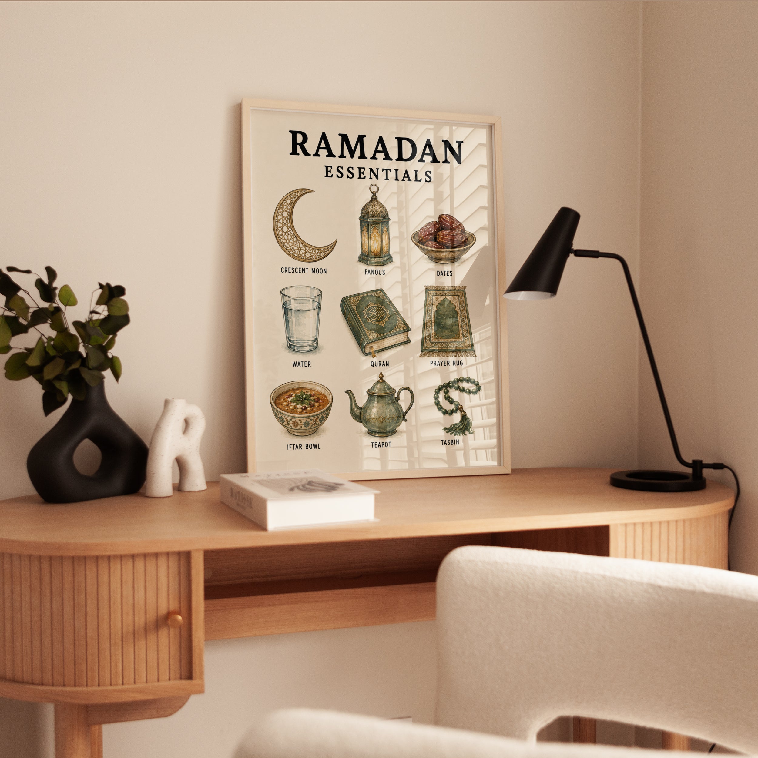 Ramadan Essentials Print: Islamic Wall Art with Vintage Style - interior