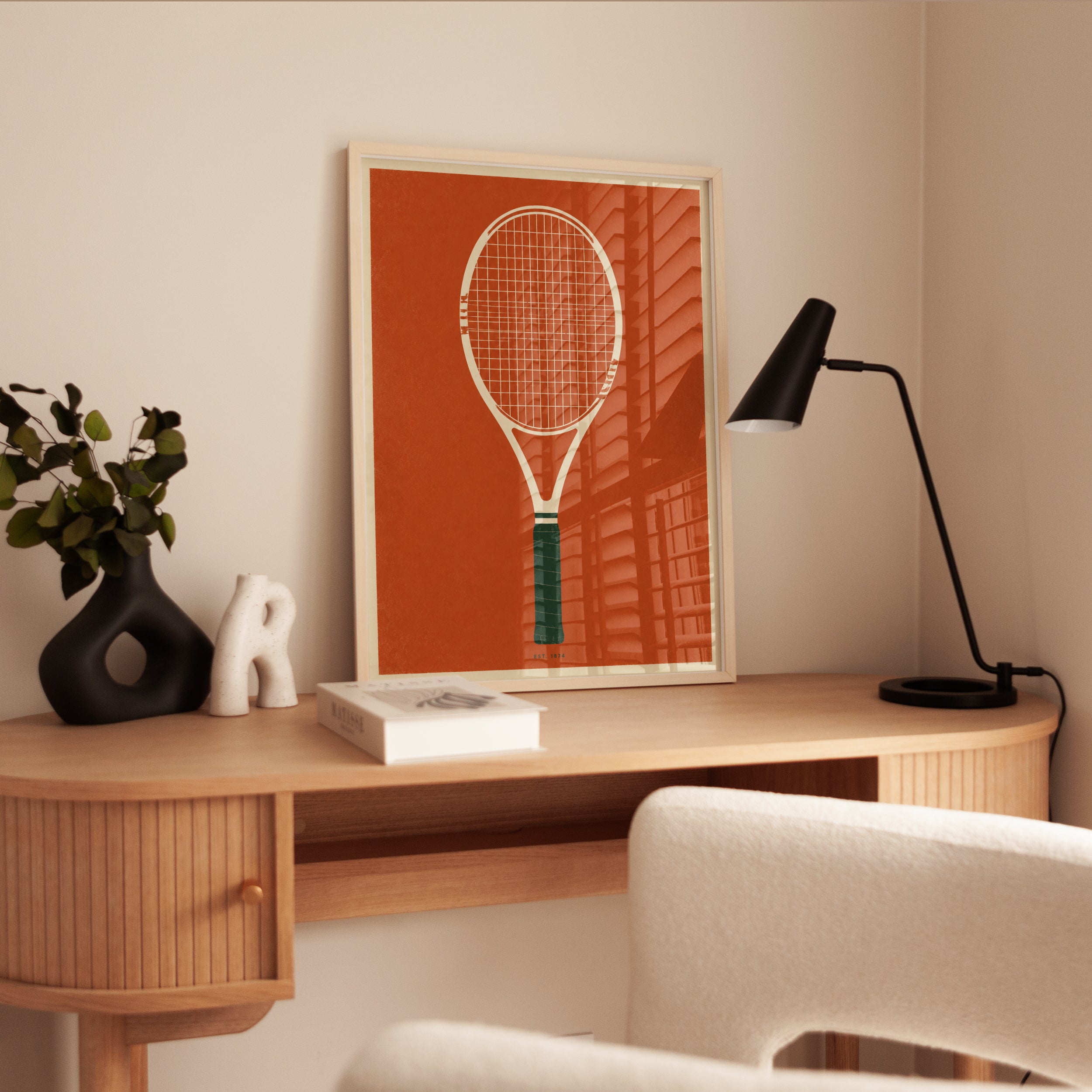 Tennis Racket Wall Art – Minimalist Sports Print - interior