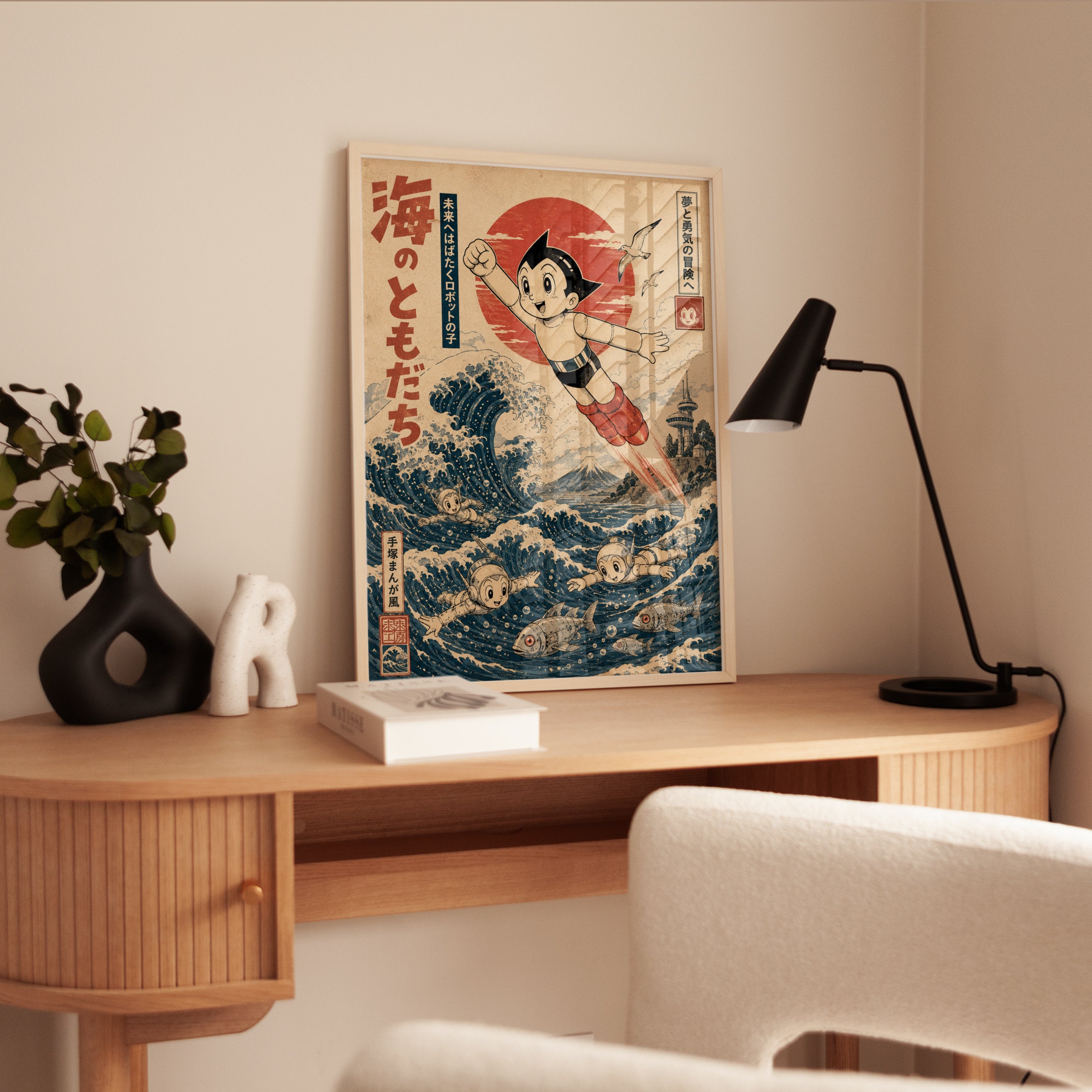 Japanese Wave Wall Art – Vintage Ukiyo-e Print - interior