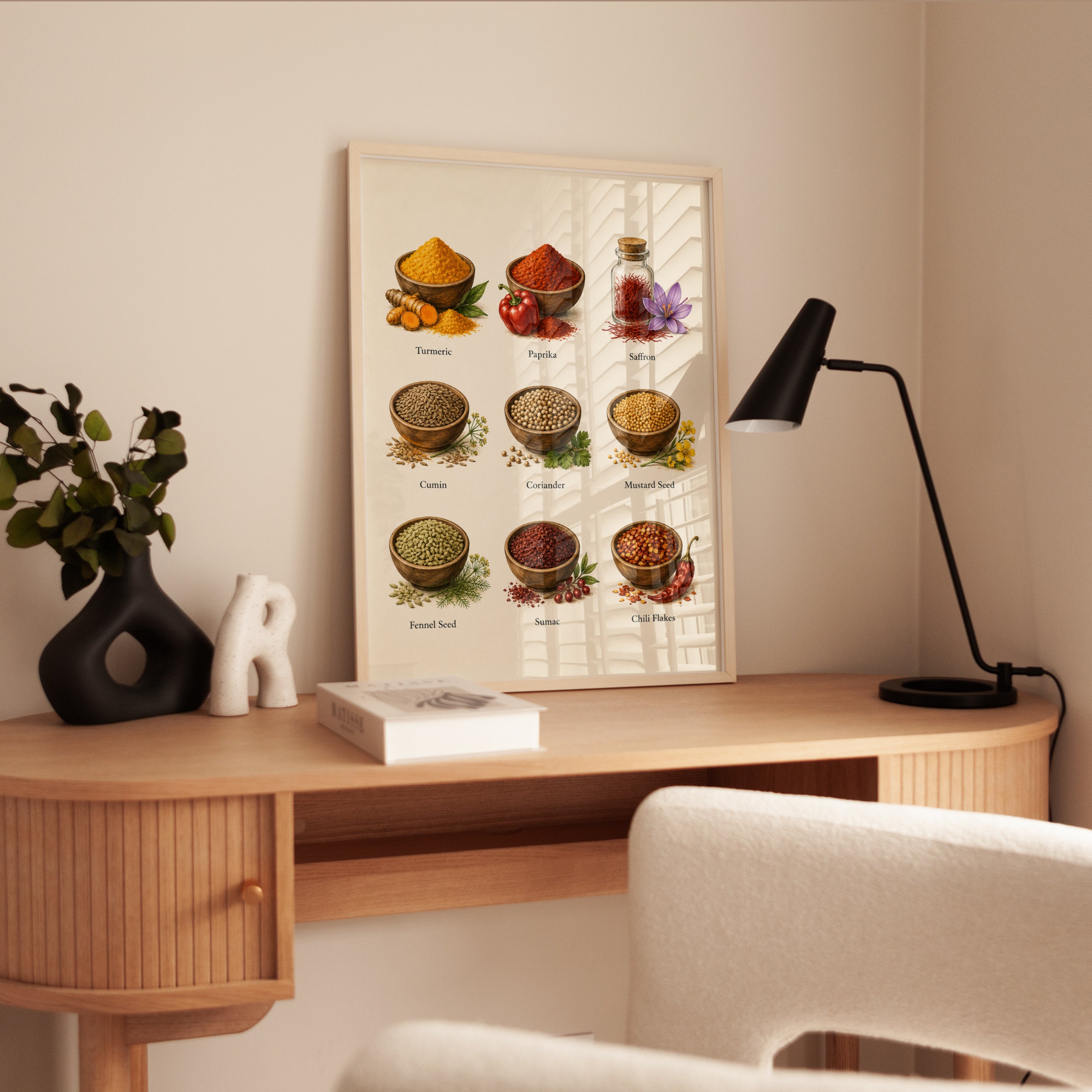 Spice Chart Kitchen Print – Herb Cooking Poster - interior