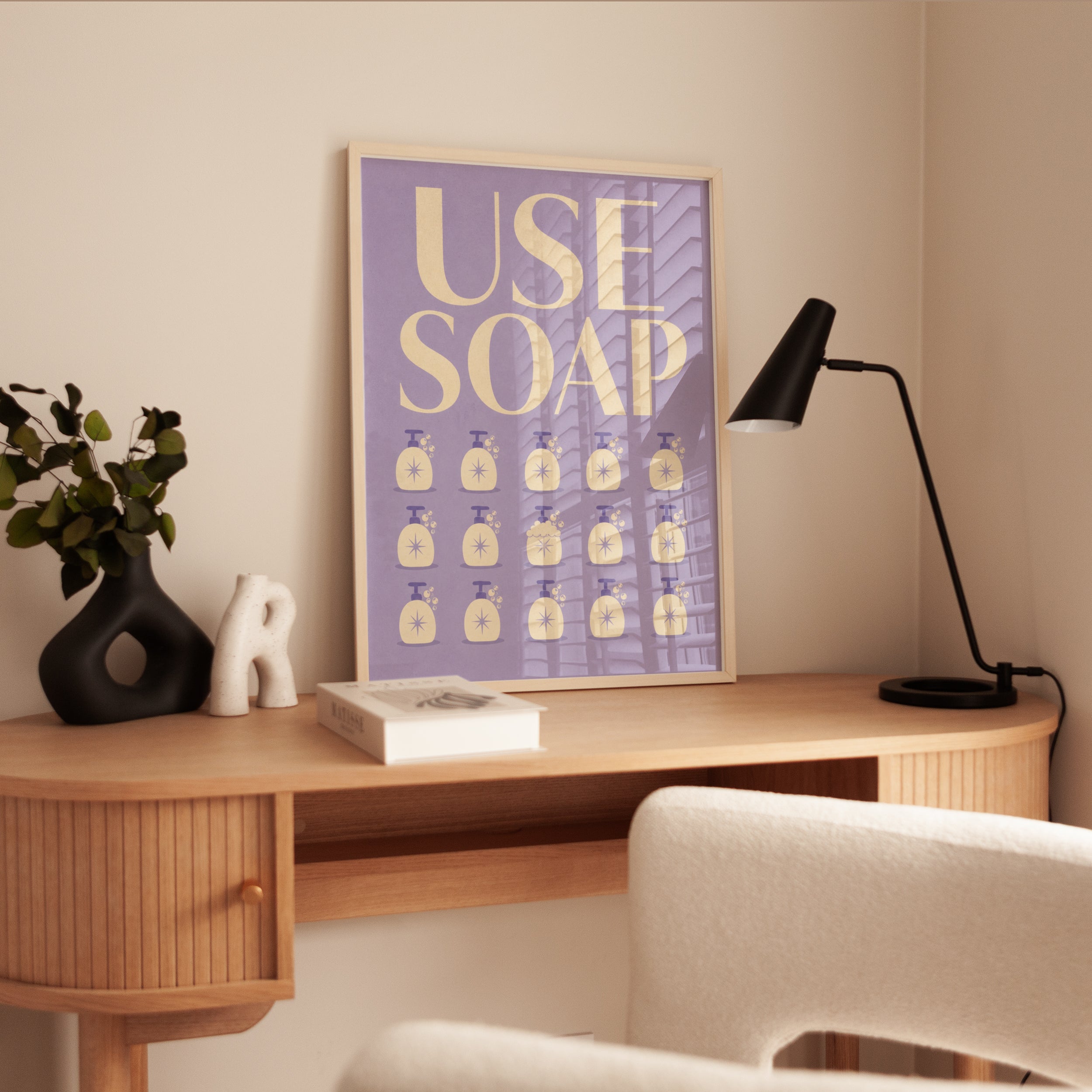 Bathroom Wall Art: Retro Use Soap Sign - interior