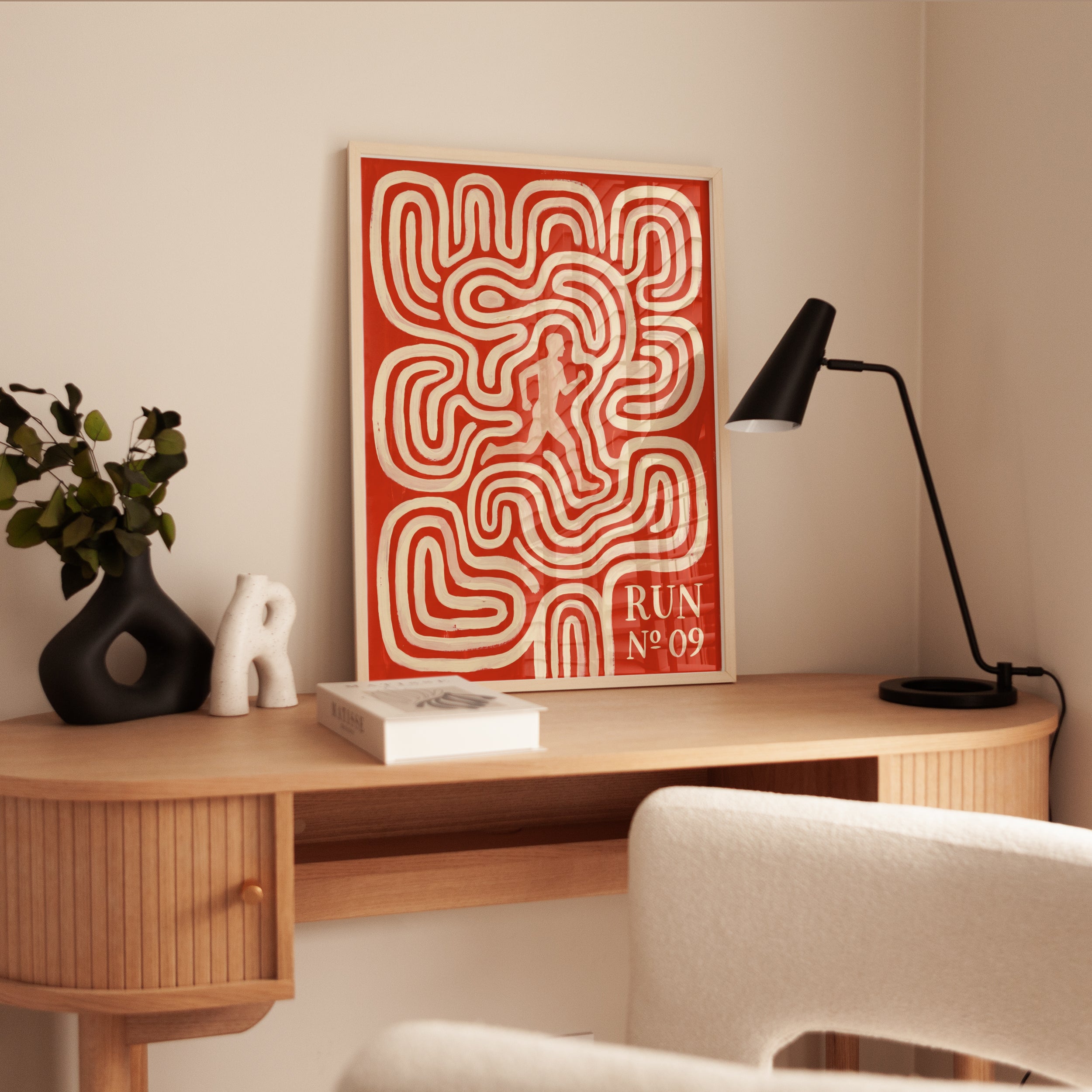 Retro Running Poster Print: Red Silhouette - interior