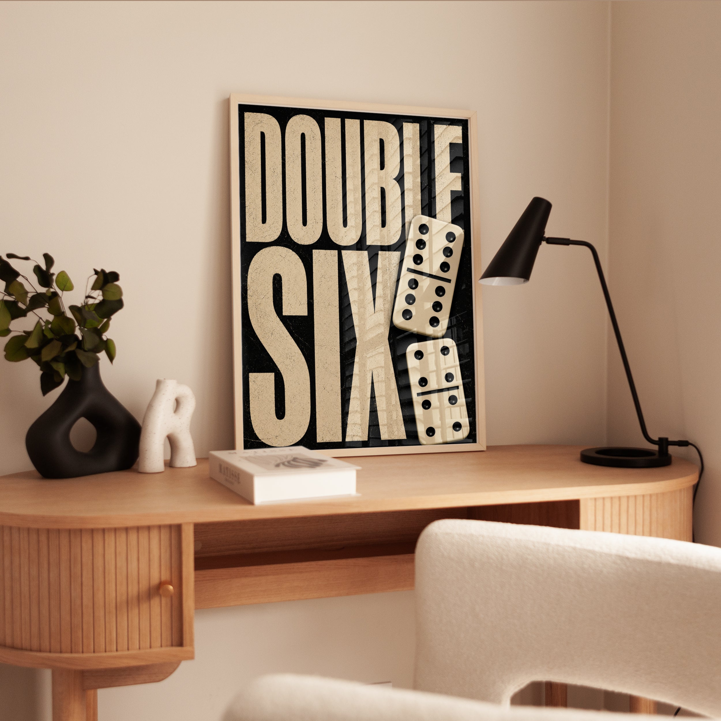Domino Wall Art – Double Six Vintage Print - interior