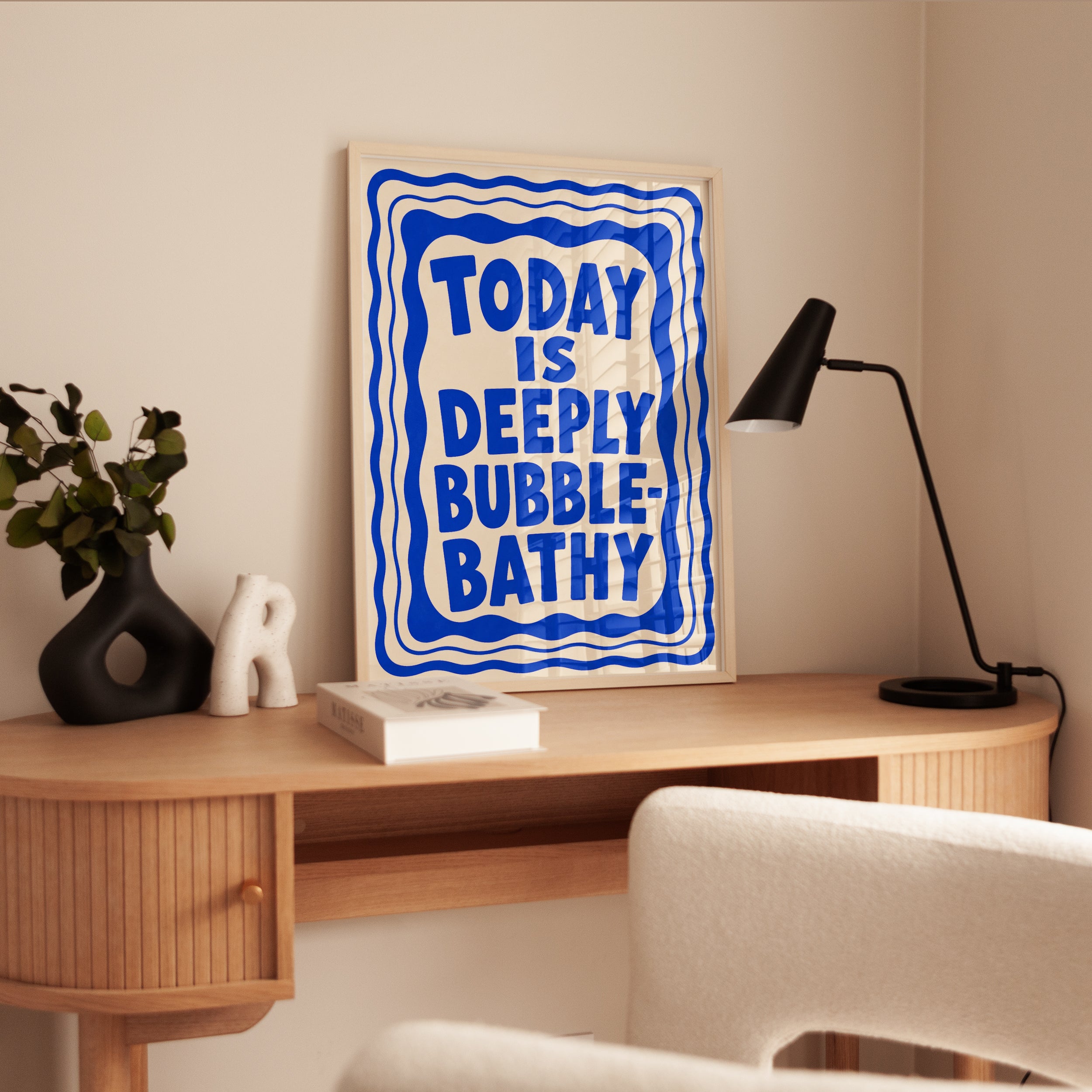 Bathroom Typography Print: Retro Bubble Bath Quote - interior