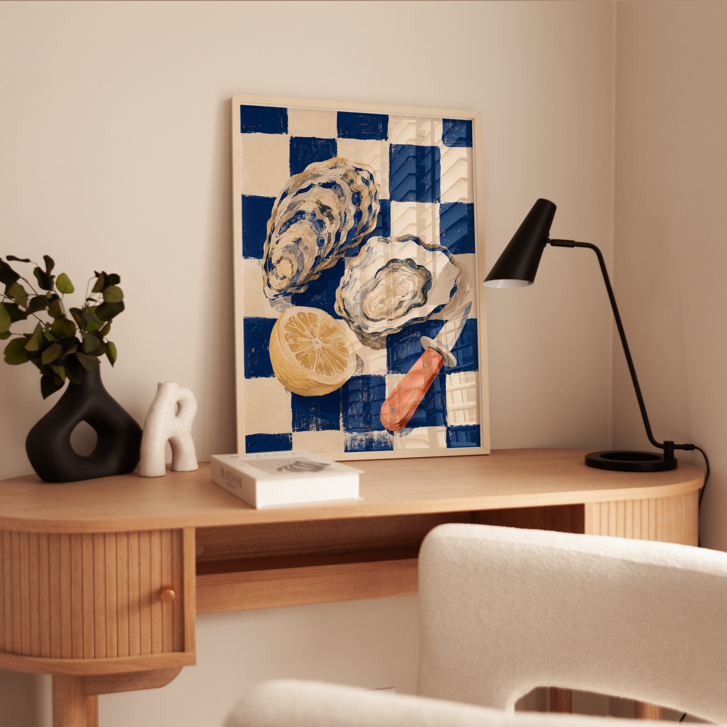 Oyster Kitchen Wall Art – Coastal Food Print - interior