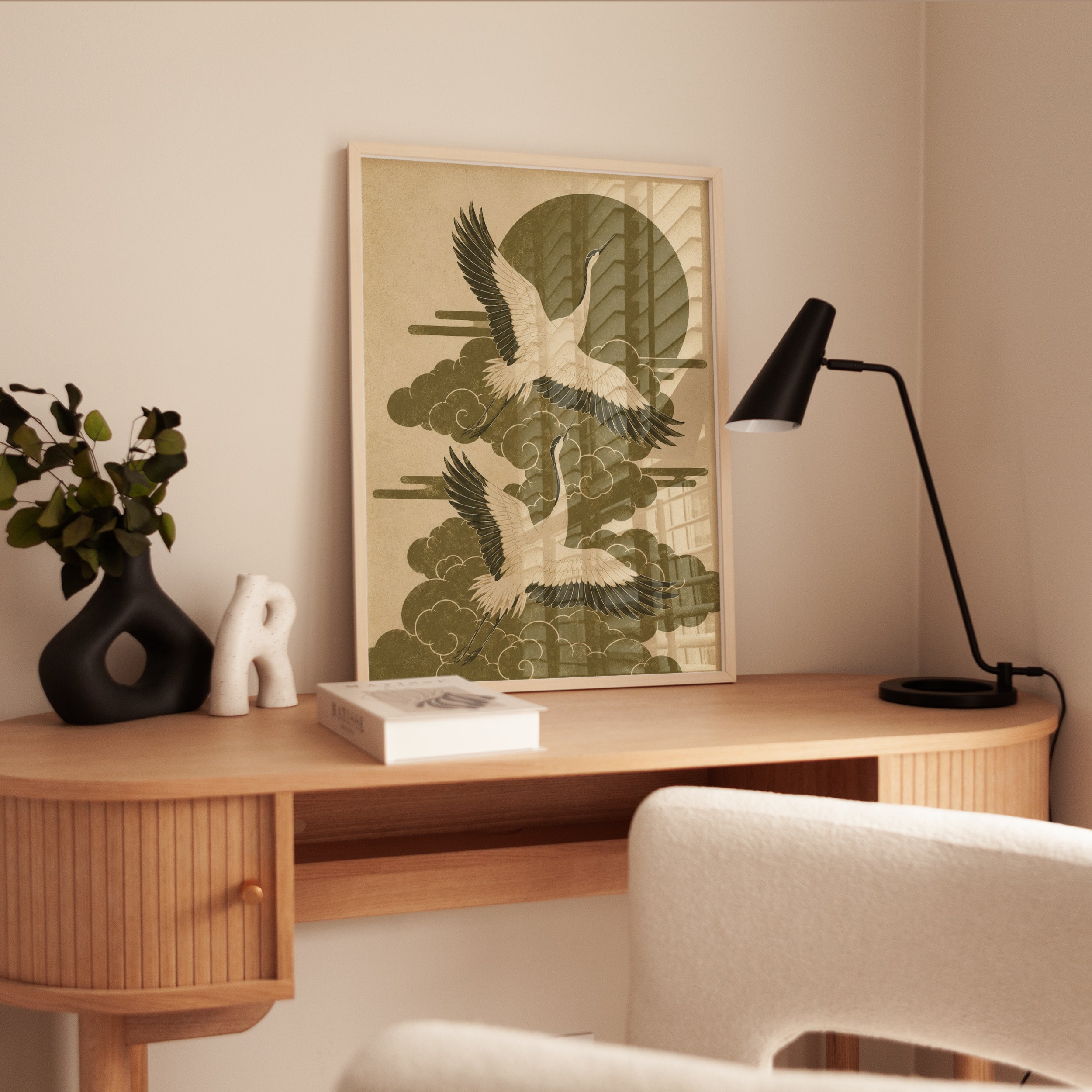 Vintage Japanese Crane Wall Art - interior