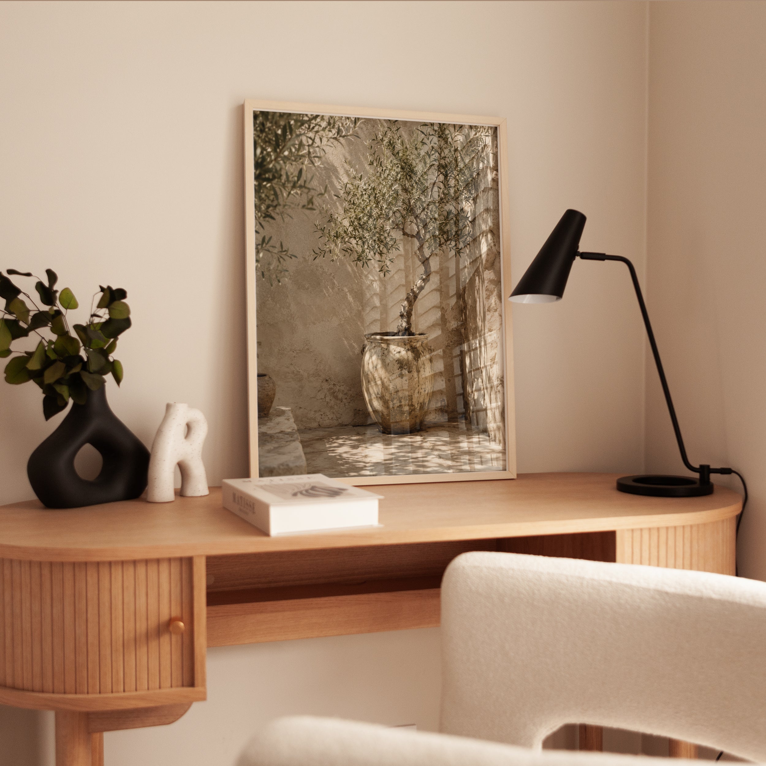 Mediterranean Olive Tree Wall Art: Rustic Sepia Photography - interior