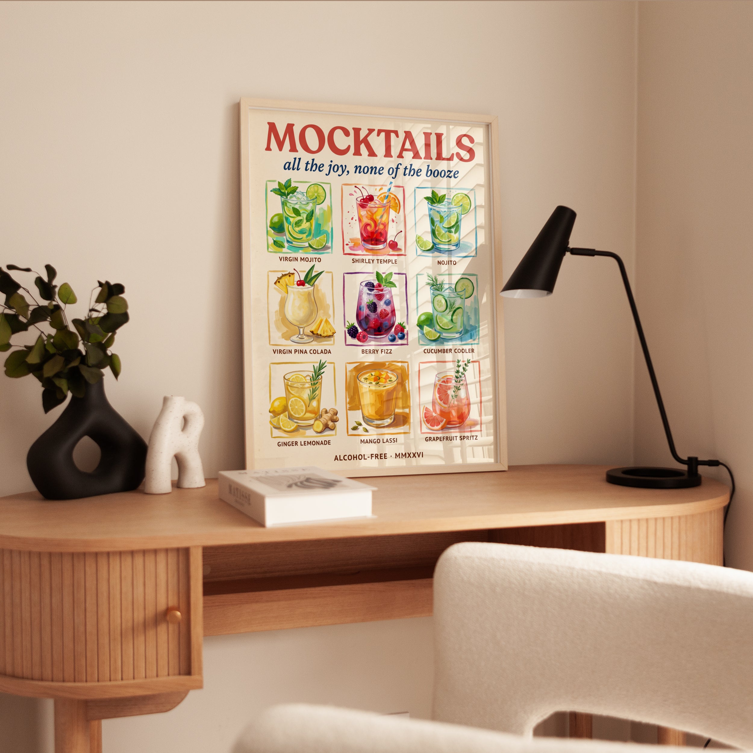 Mocktails Art Print: Retro Bar Decor (Non-Alcoholic Drinks) - interior