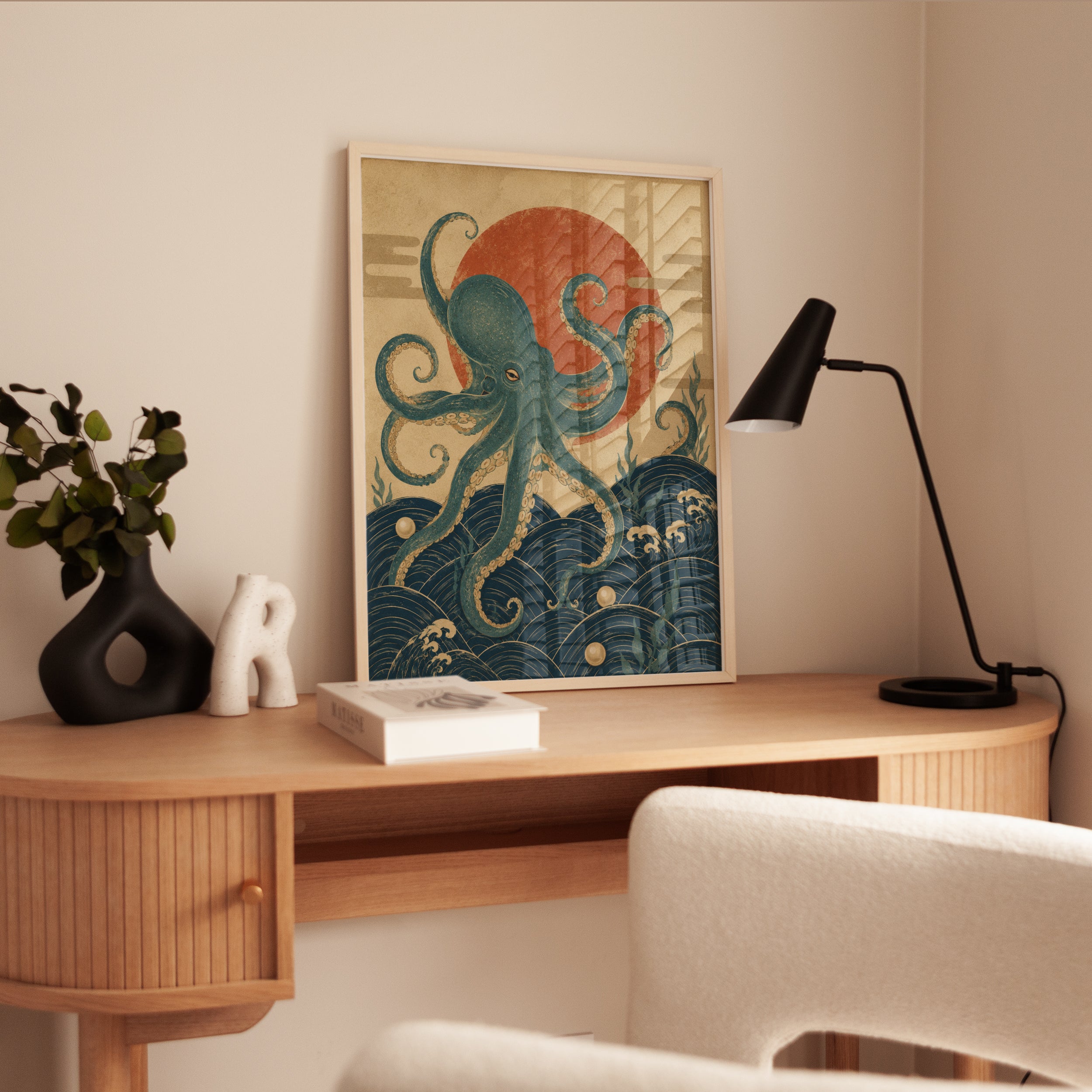 Vintage Japanese Octopus Print - interior