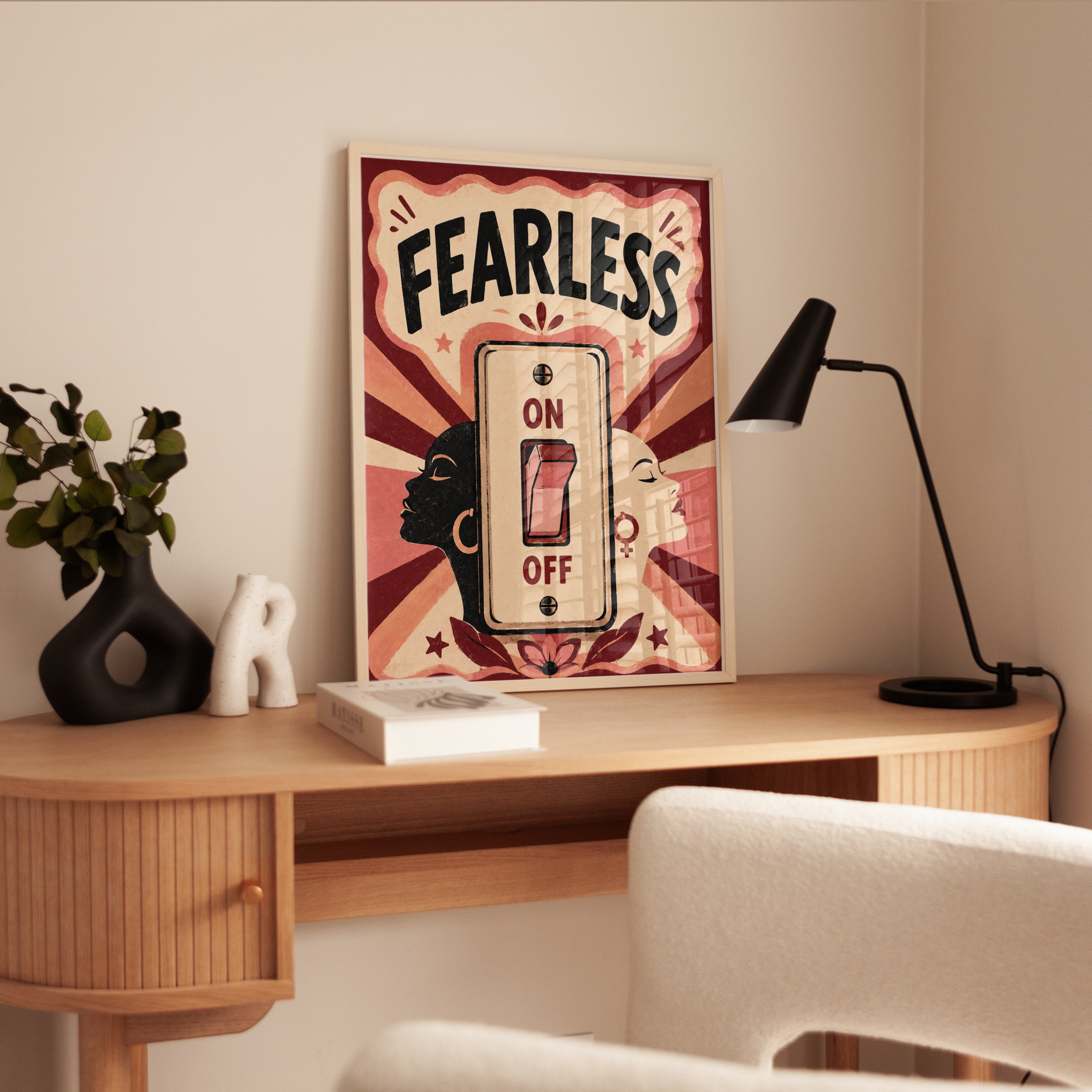 Fearless Feminist Art Print: Retro Empowerment Poster - interior