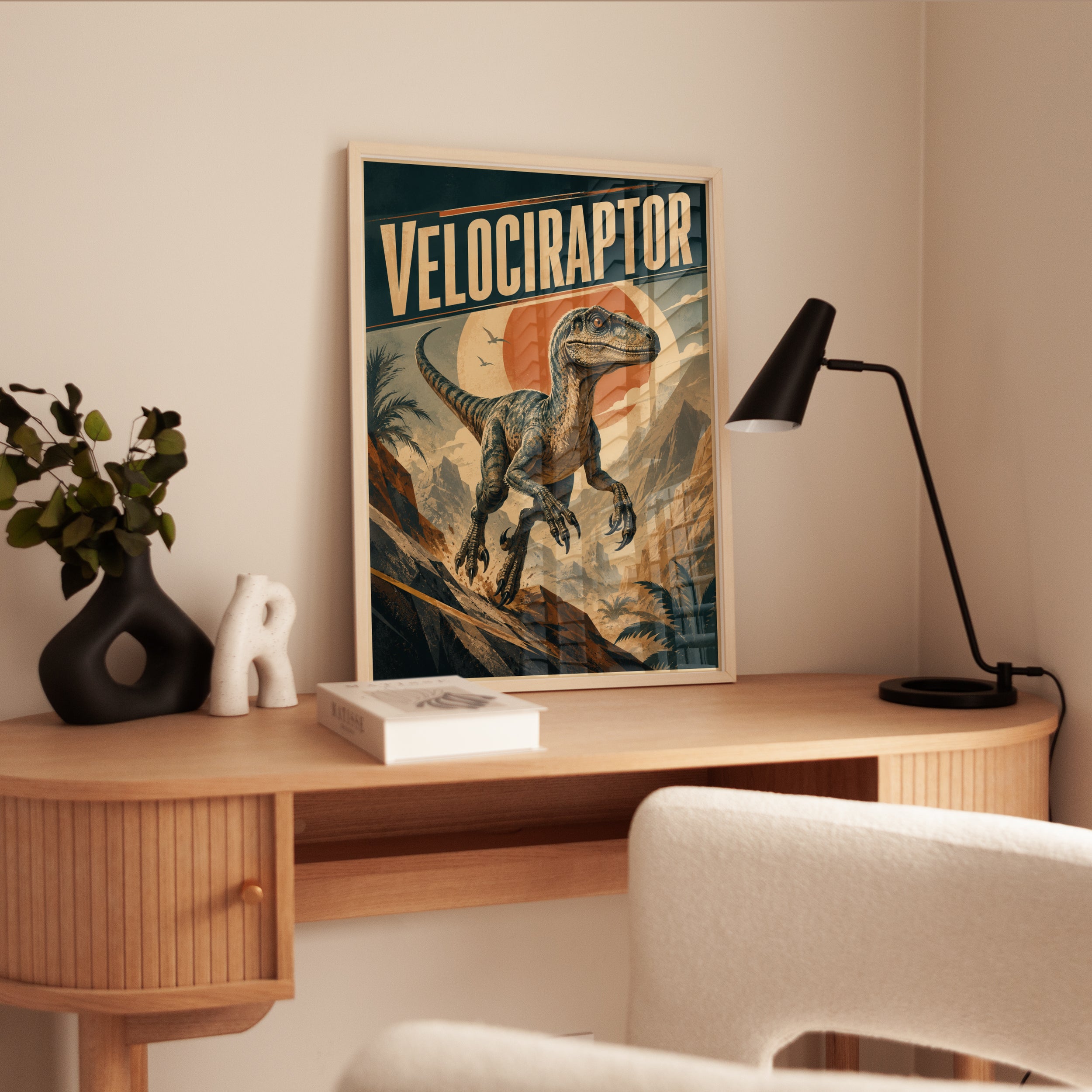 Velociraptor Vintage Poster - interior