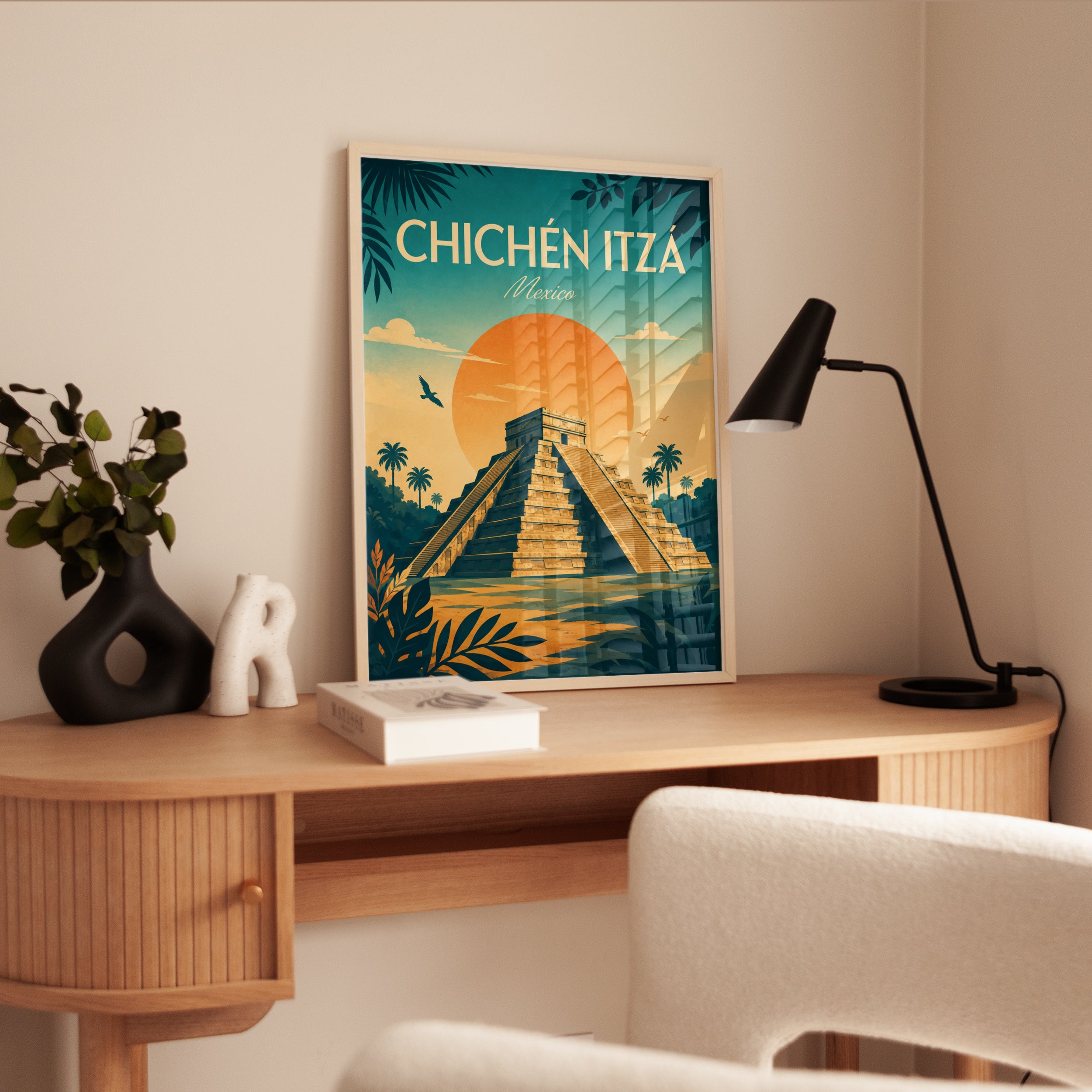 Mexico Travel Poster – Chichen Itza Print - interior