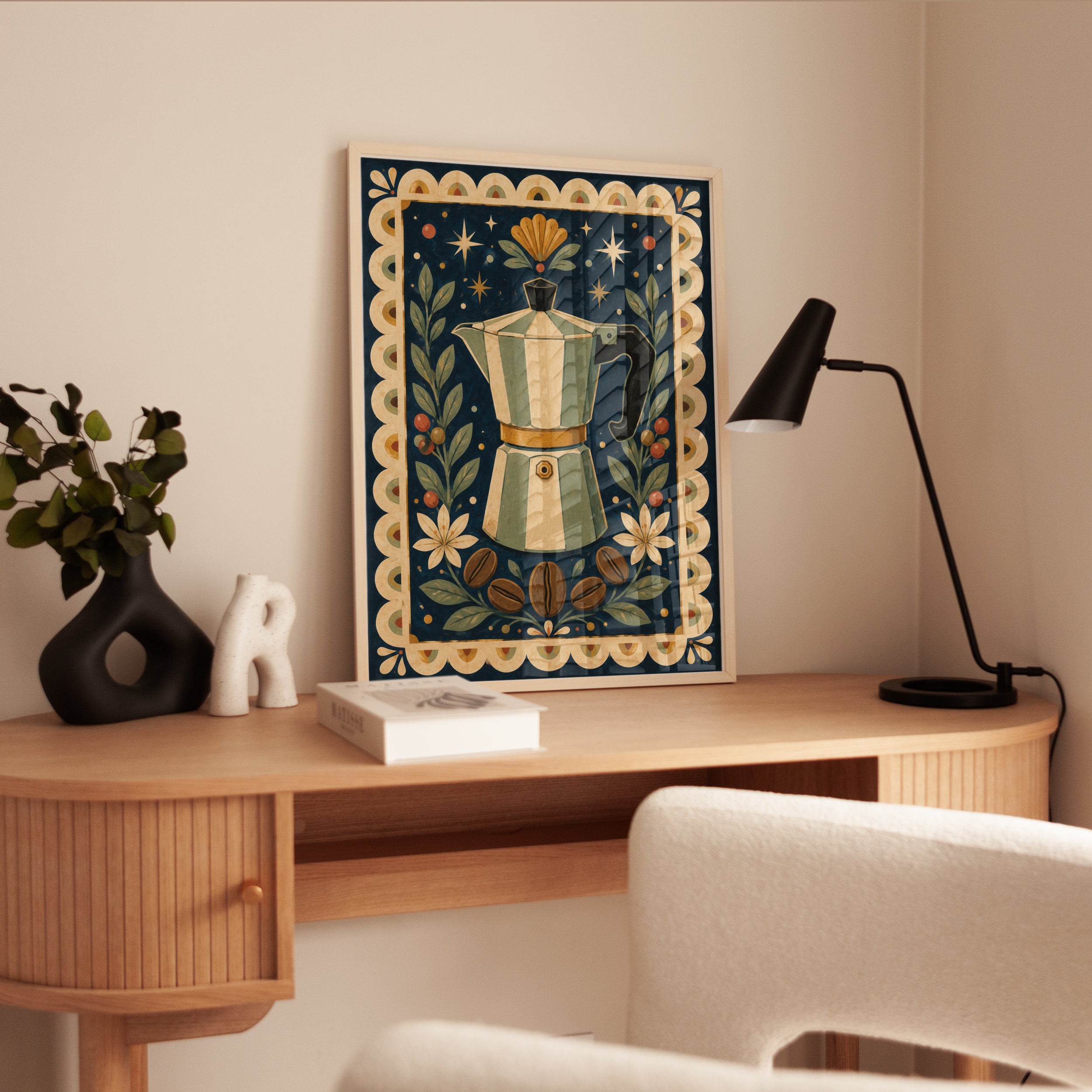 Folk Art Moka Pot Print - interior