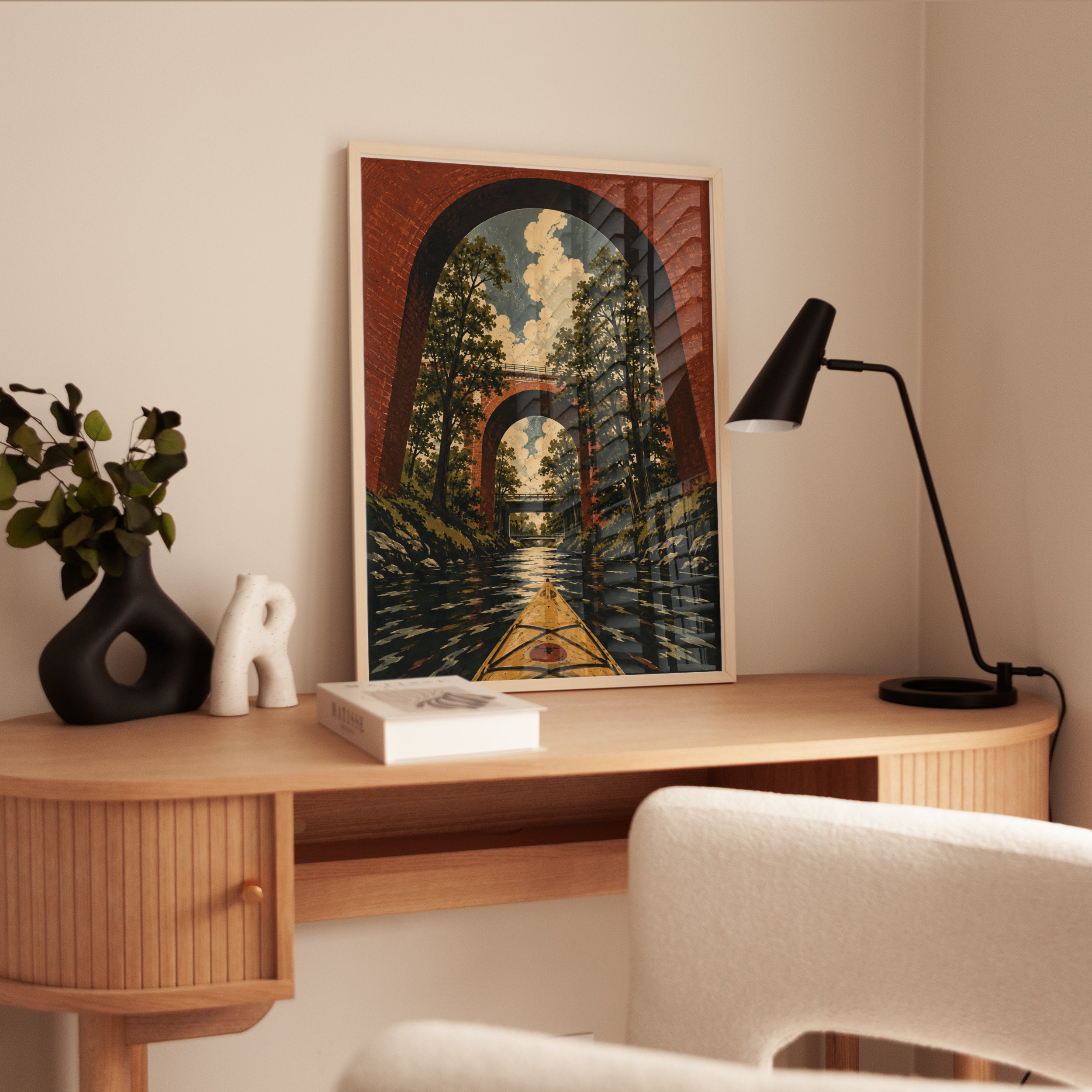 Kayak Wall Art – Vintage Nature Print - interior